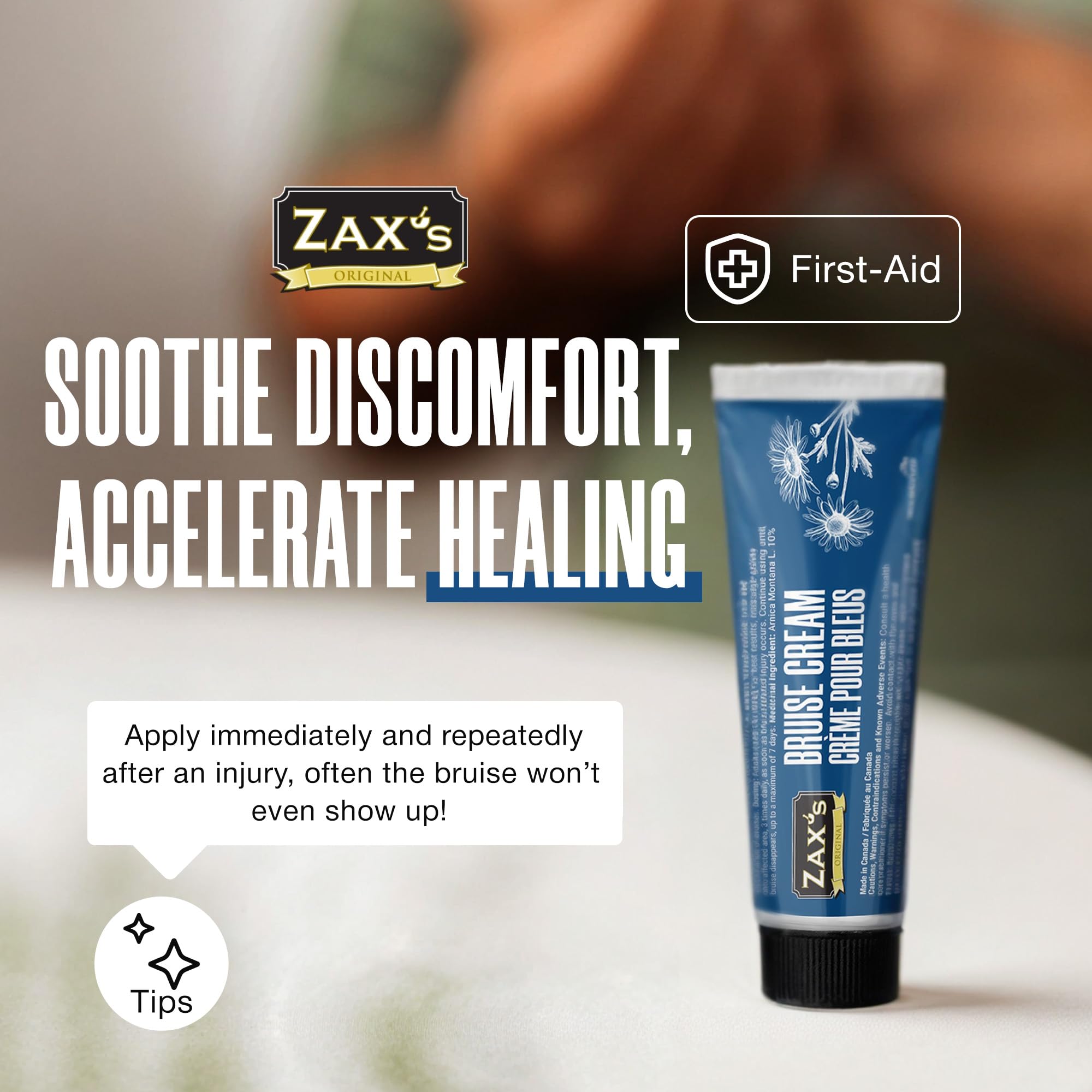 ZAX'S ORIGINAL Bruise Cream - Arnica and Witch Hazel Blend, Gentle on Skin, Plant-Based Ingredients for Skin Care - 28g ZAX'S ORIGINAL buy supplements canada