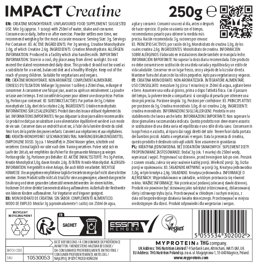 Myprotein Creatine Monohydrate Powder - 250G Myprotein buy supplements canada