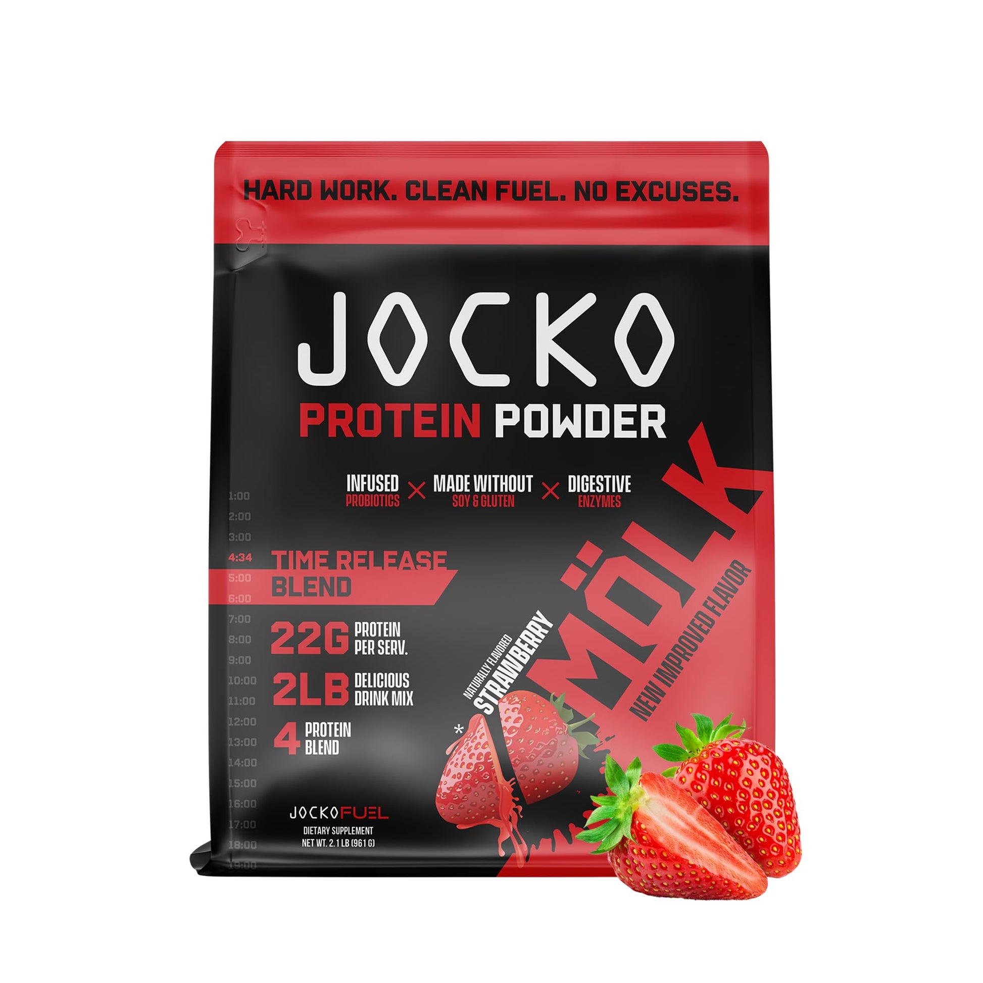 Jocko Mölk Whey Protein Powder (Strawberry) - Keto, Probiotics, Grass Fed, Digestive Jocko Fuel buy supplements canada