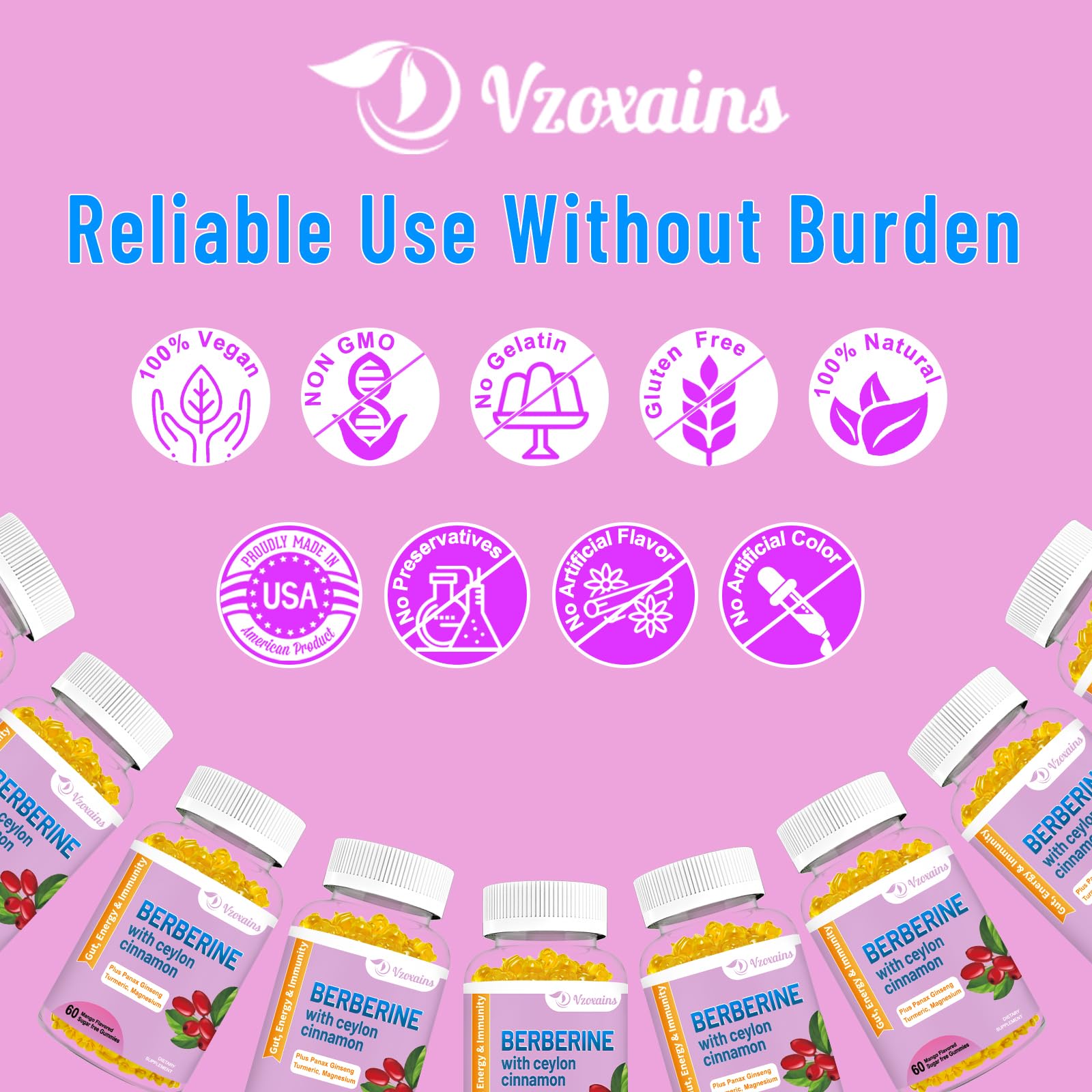 2 Pack Berberine with Ceylon Cinnamon Gummies, 2000mg High Potency Berberine HCI VZOXAINS buy supplements canada