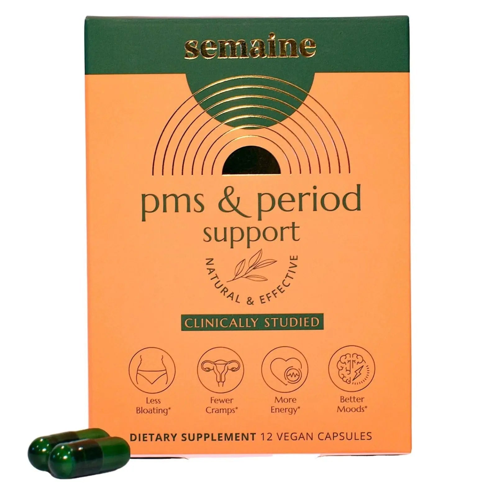 Semaine PMS & Period Relief - Menstrual Cramp Relief: No More Period Cramps, Mood Swings, or Bloating. PMS Supplement for Happy Hormones and Period Relief. (12 Count) Semaine buy supplements canada