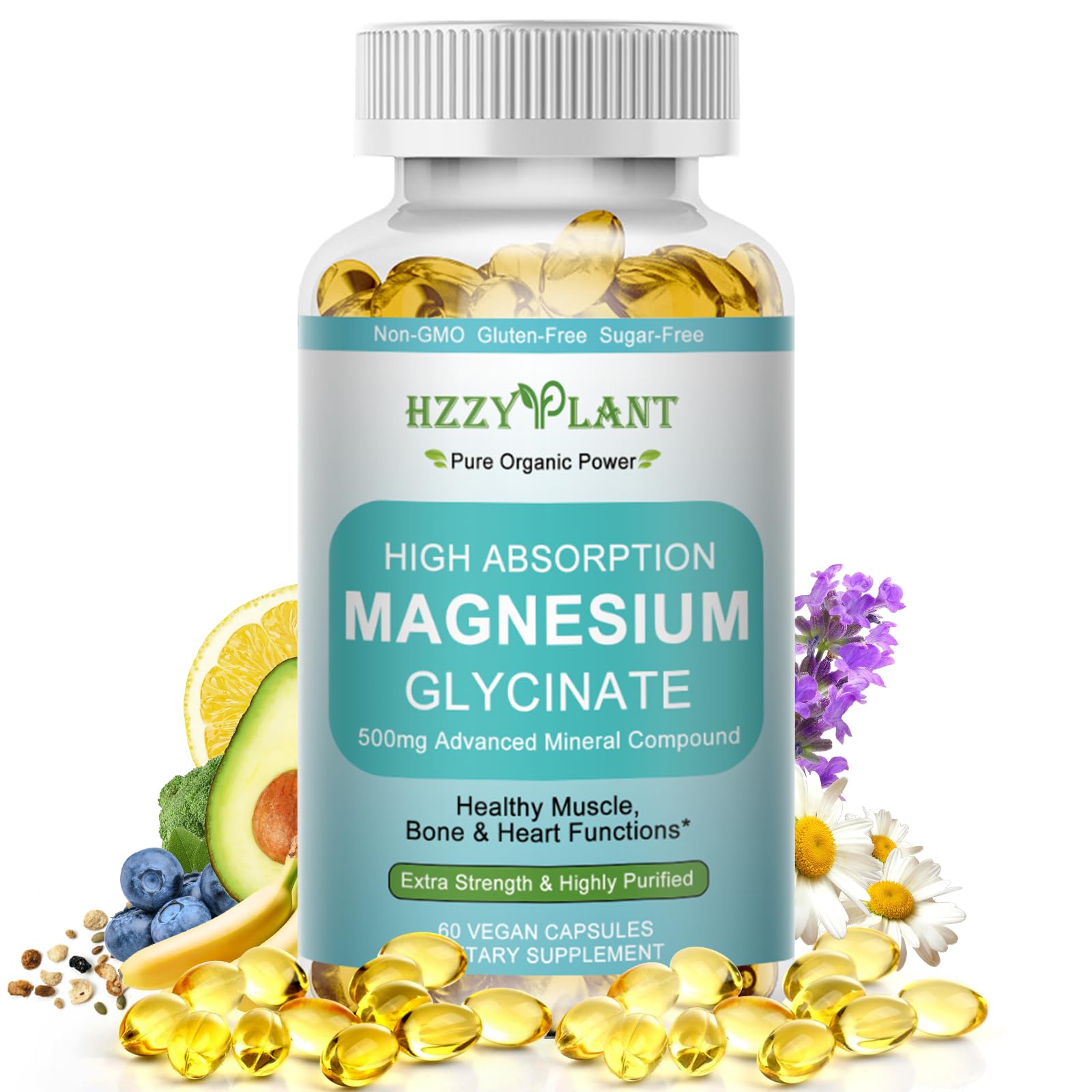 Magnesium Glycinate 500mg Softgels, High Absorption Magnesium Supplement Softgel Capsules for Muscle, Heart, Sleep & Bone Support, Stress Relief, Nerve Health & Metabolism, Non-GMO, 2 Month Supply HZZYPLANT buy supplements canada