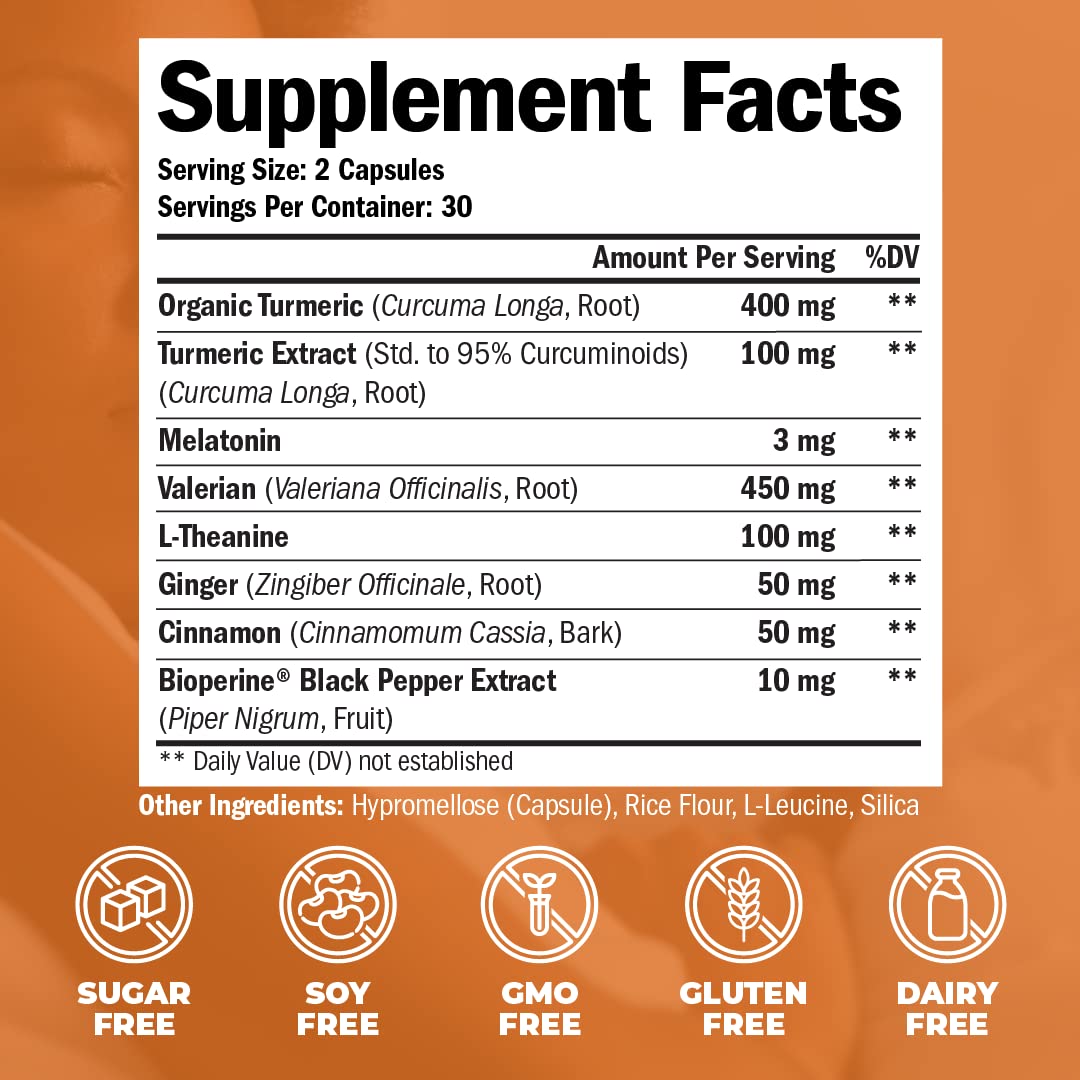 Turmeric, Melatonin & Valerian Root Sleep Aid Supplement. Natural Sleep Aid for Adults Vimerson Health buy supplements canada