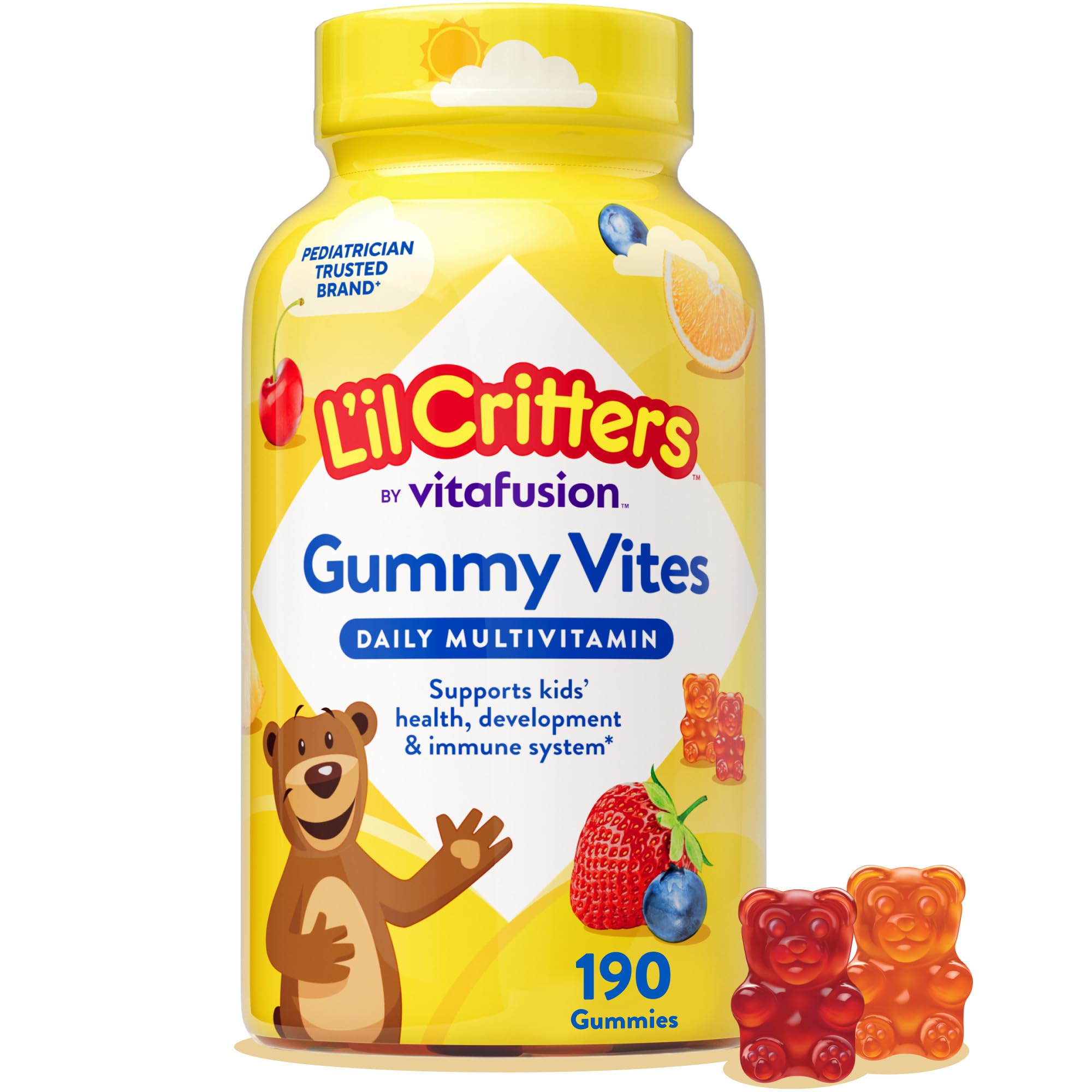 L'il Critters Gummy Vites Daily Kids Multivitamins Assorted Fruit Flavors for Ages 2+ Toddlers & Kids, Gummy Vitamin with Vitamin C and D Lil Critters buy supplements canada