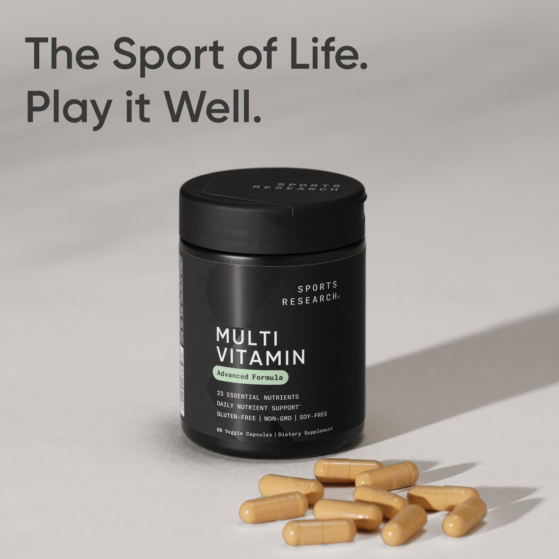 Sports Research® Multivitamin – Advanced Formula - 23 Essential Vitamins & Minerals with CoQ10 & Iodine - Daily Nutrient Support*- Non-GMO Tested & Gluten-Free -60 Veggie Capsules Sports Research buy supplements canada