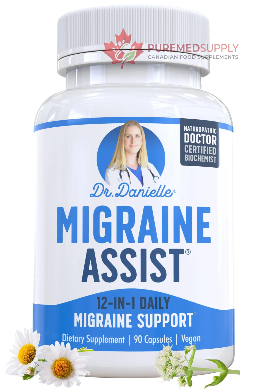 Best Migraine Relief Product with Magnesium - Migraine Assist Supplement with Quercetin, Feverfew, Butterbur, CoQ10 from Dr. Danielle, 90 Capsules Doctor Danielle buy supplements canada