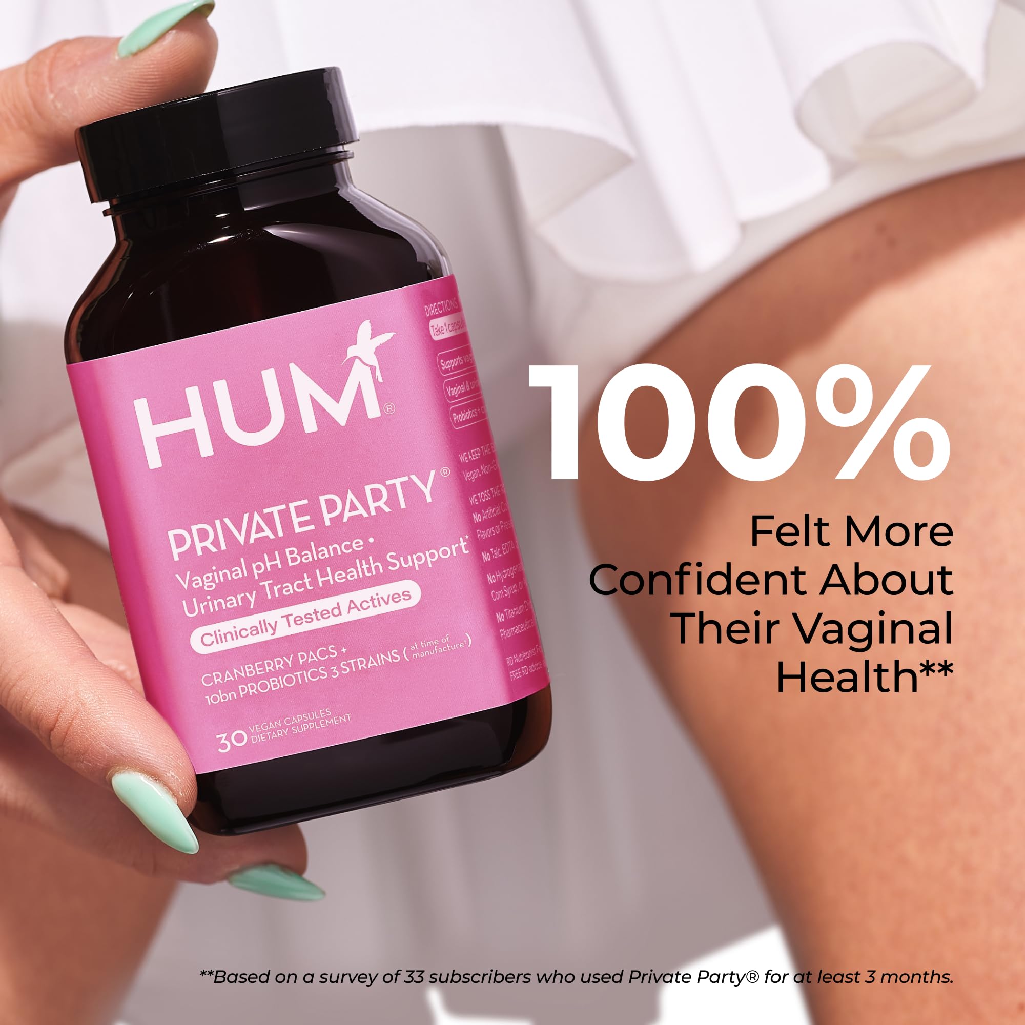 HUM Private Party Vaginal Probiotics for Women, pH Balance and Urinary Tract Support Vaginal Probiotic Supplement with Cranberry & Lactobacillus Blend, Women's Health Cranberry Pills, 30 Capsules HUM buy supplements canada