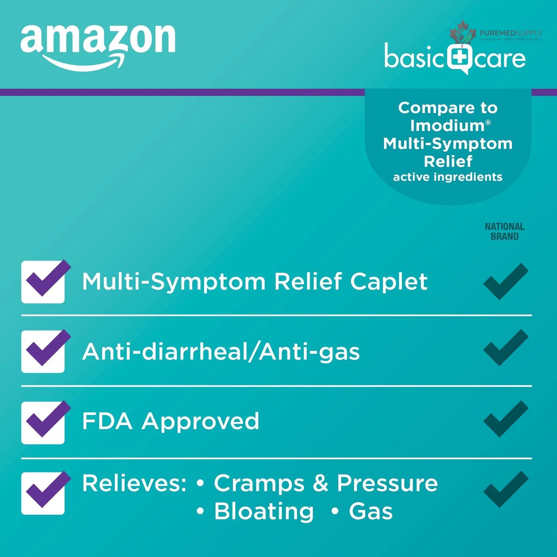 Amazon Basic Care Loperamide Hydrochloride 2 mg and Simethicone 125 mg Tablets, Multi-Symptom Relief, Anti-Diarrheal, Bloating and Cramps, Gas Relief, 24 Count Amazon Basic Care buy supplements canada