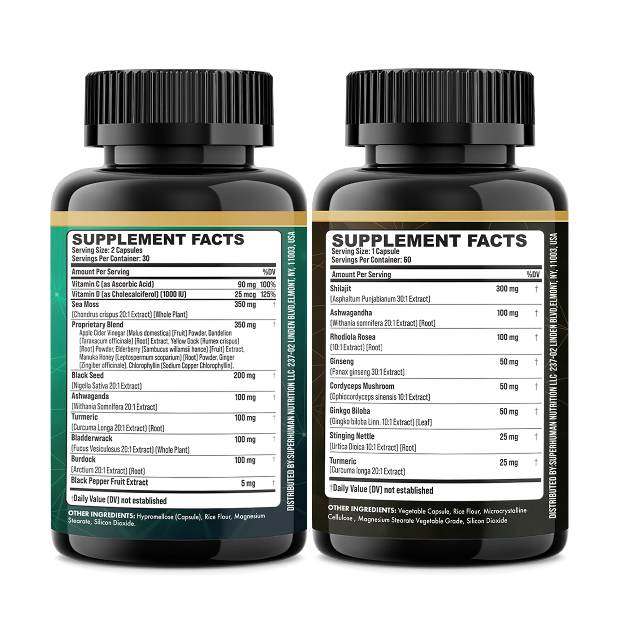 Parrox Shilajit and Sea Moss Bundle, Sea Moss 350mg, Black Seed Oil 200mg, Ashwagandha 100mg, Turmeric, Shilajit 300mg, Rhodiola Rosea 100mg, Panax Ginseng 50mg, Dynamic Vitality Bundle (2 Pack) Parrox buy supplements canada
