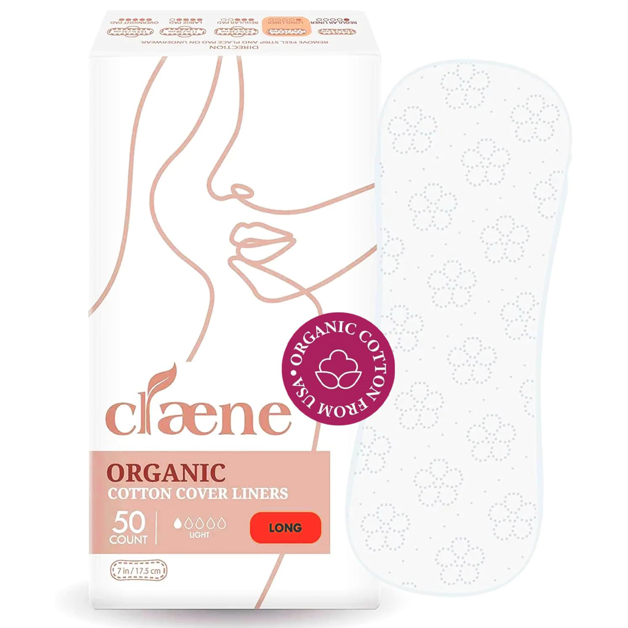 Claene Organic Cotton Panty Liners, Unscented, Thin, Cruelty-Free, Daily, Breathable Organic Panty CLAENE buy supplements canada