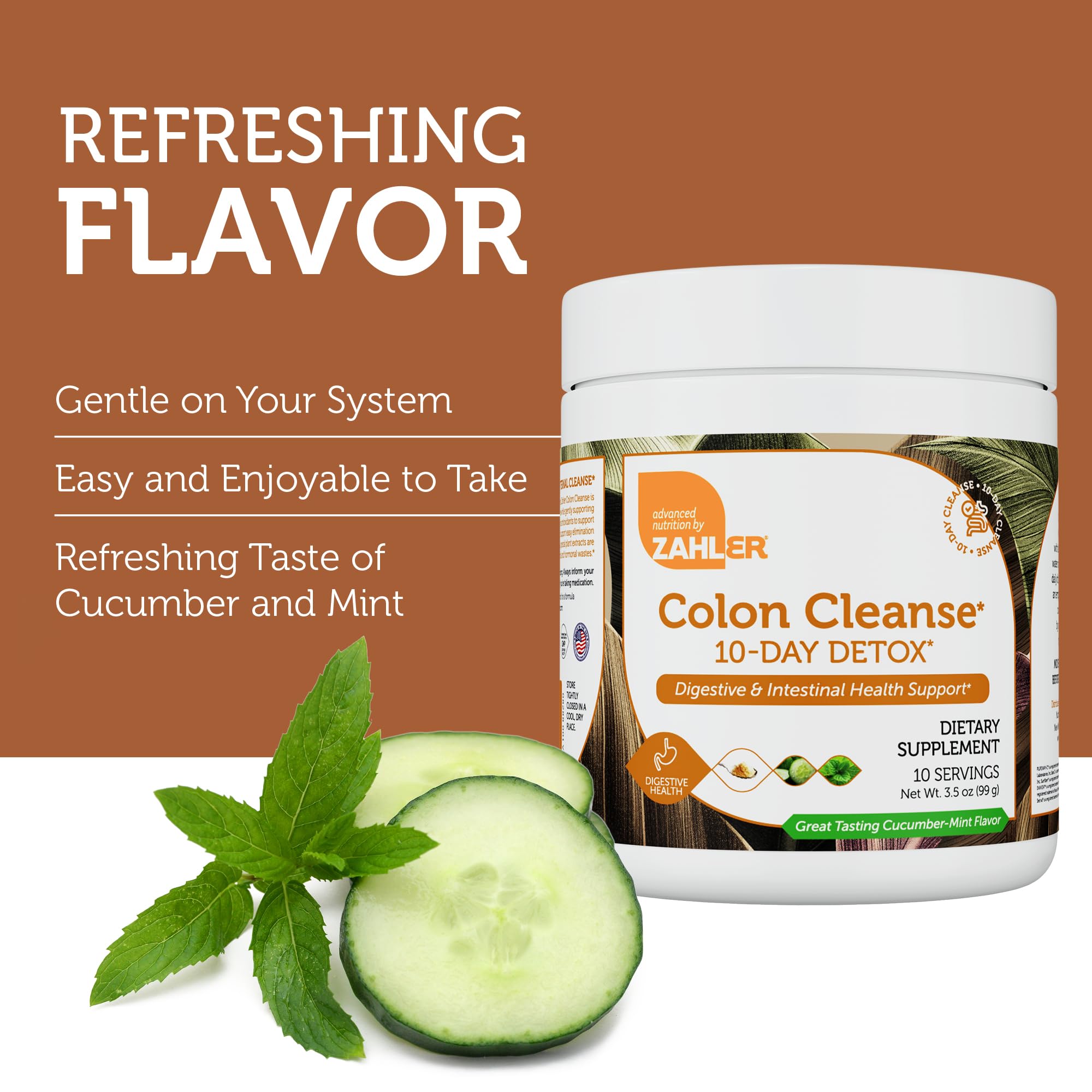 Zahler Colon Cleanse 10-Day Detox Cleanse - Cucumber Mint Flavor - Herbal Digestive Wellness - Colon Cleanser & Detox for Bowel Movement, Body Detox, Digestion Aid for Women and Men - 3.5 oz Jar Zahler buy supplements canada