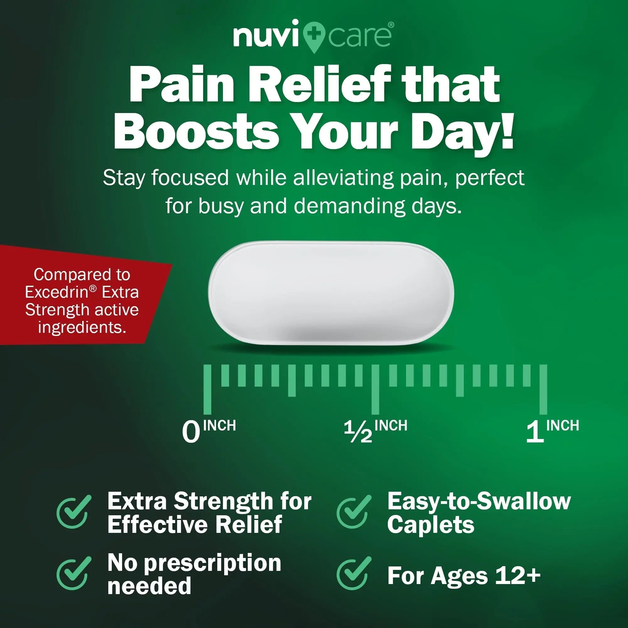 NUVICARE Headache Relief with Acetaminophen 250 mg, Aspirin (NSAID) 250 mg, Caffeine 65 mg - Temporary Relief of Minor Aches & Pains - Compare to Excedrin Extra Strength Pain Reliever (2 Pack) NUVICARE buy supplements canada