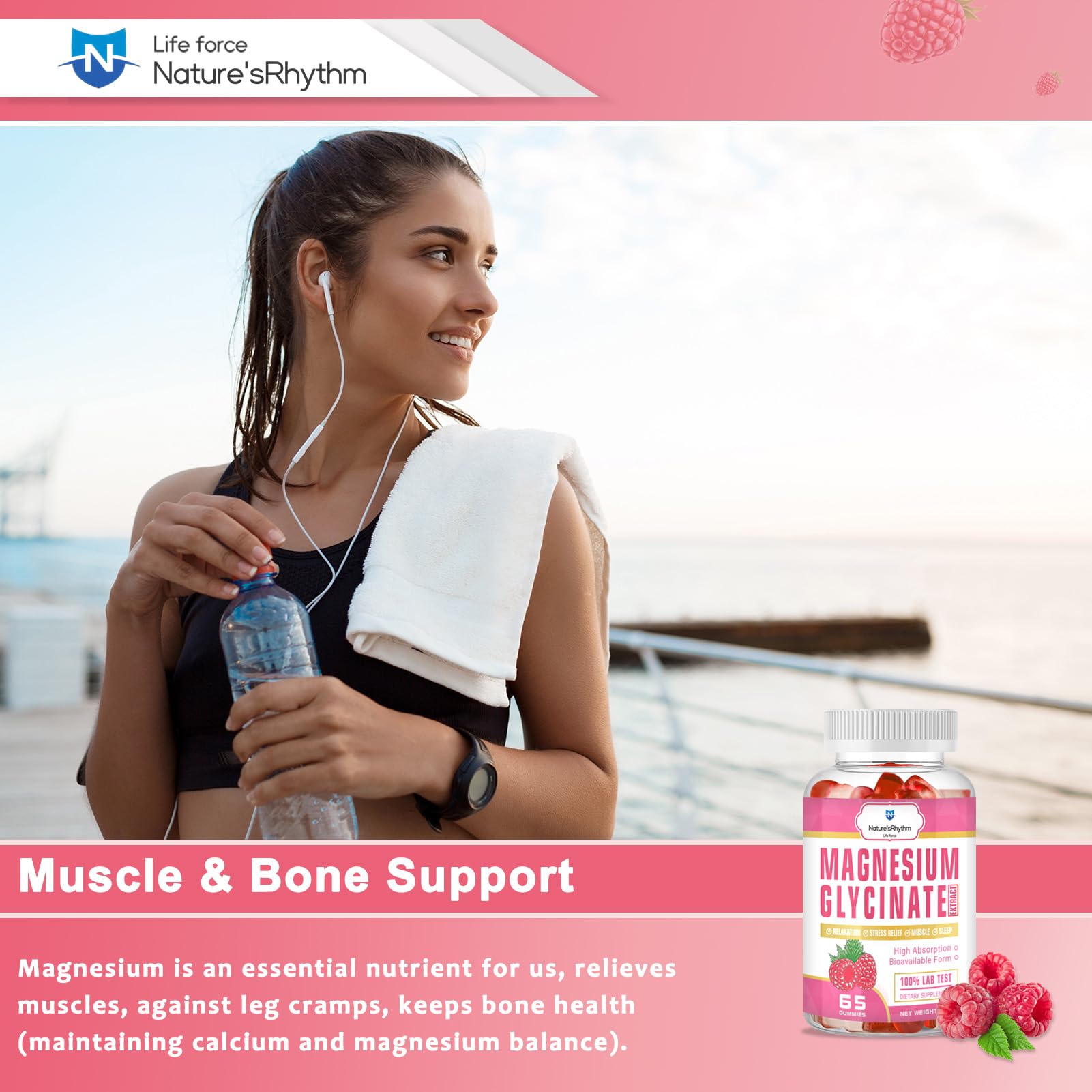 Nature‘s Rhythm Magnesium Gummies 500mg - 65 Ct | Magnesium Glycinate Supplements for Relaxation, Stress Relief, and Sleep for Adults & Kids Tasty and Tangy Raspberry Flavor Nature'sRhythm buy supplements canada