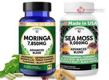 Lunakai USA Made Moringa & Sea Moss Capsules Bundle – 6-in-1 & 16-in-1 Advanced Blends – 60 Non-GMO Veggie Capsules Each Lunakai buy supplements canada