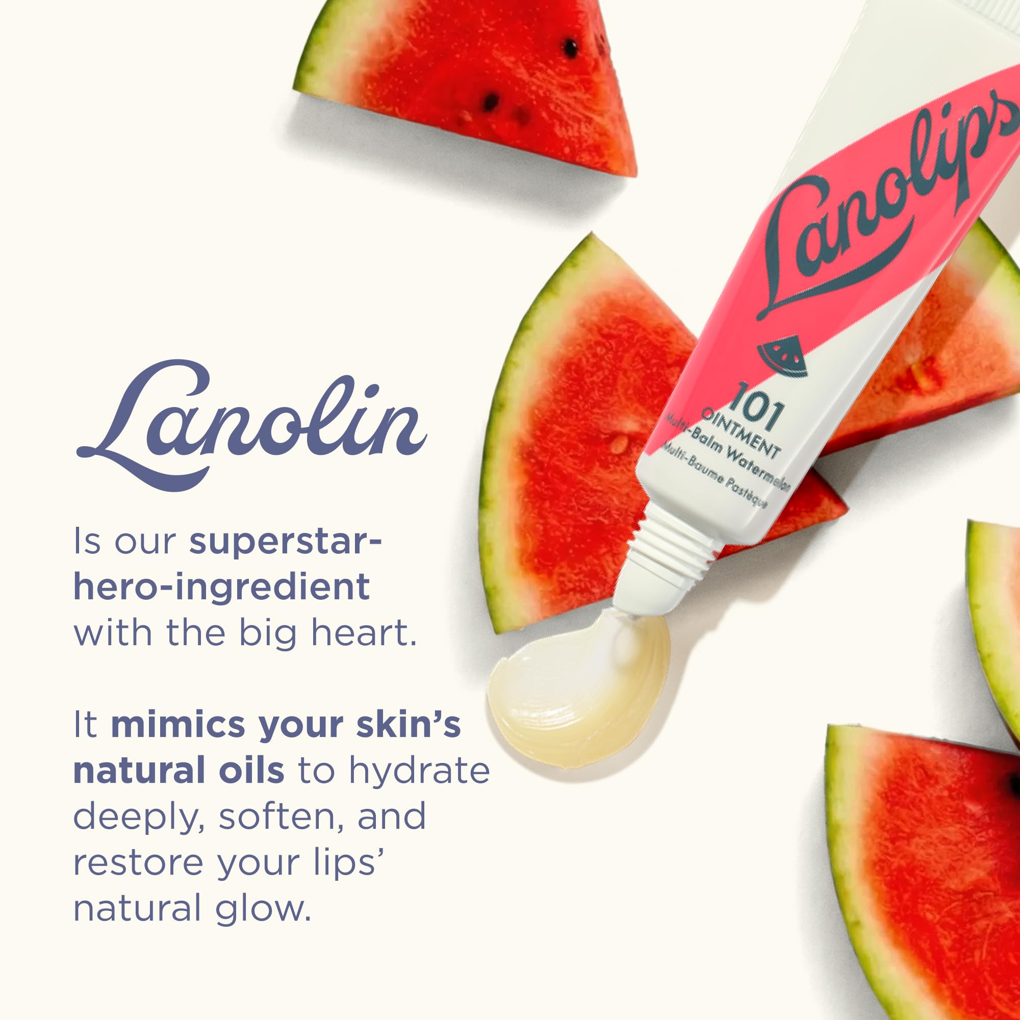 Lanolin 101 Multipurpose Ointment - Lanolin Lip Balm & Healing Ointment for Skin Barrier Repair - Moisturizer for Dry Lips, Cuticles & Elbows - No Petroleum Formula - Watermelon (0.35 oz) Lanolips buy supplements canada