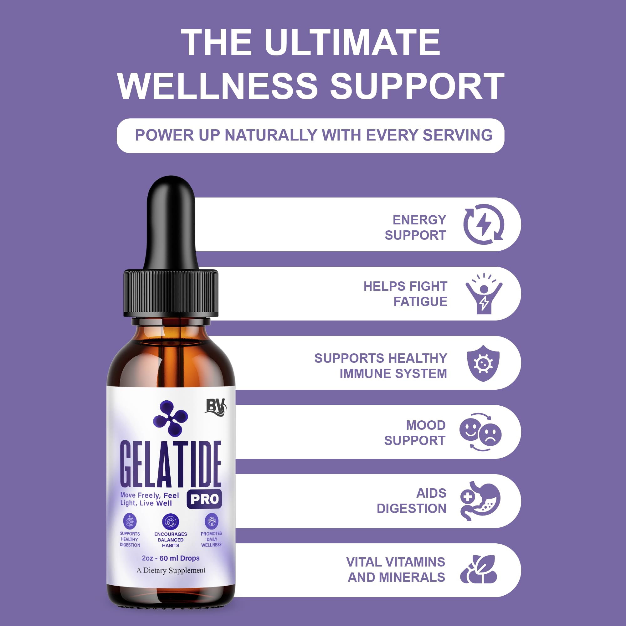BLUE VIBE Gelatide Liquid Drops, Gela Tide Advanced Maximum Strength Overall Health & Wellness Support Supplement, Gelatide Premium Daily Health and Overall Energy Formula (2oz / 60ml) BLUE VIBE buy supplements canada