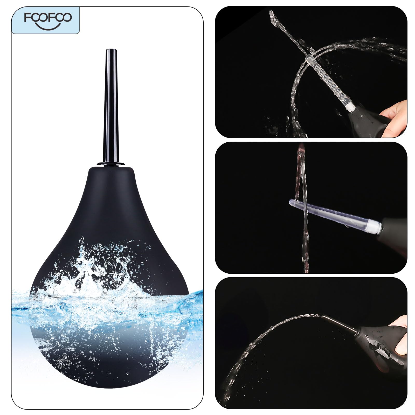 Enema Bulb 7.6oz Douche Enema Kit Includes 4 Nozzles for Women & Men Black with Storage Bag FOOFOO buy supplements canada