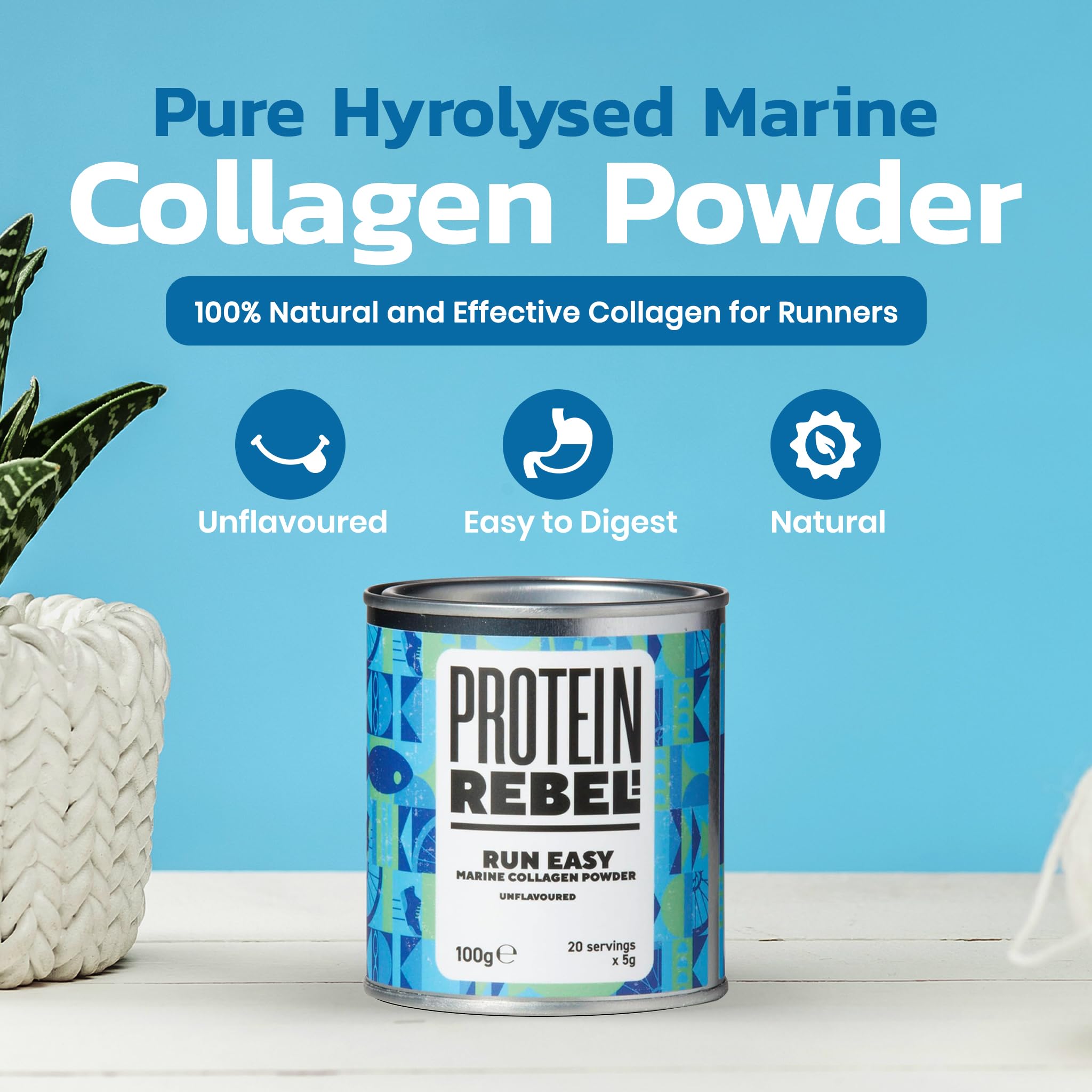 Protein Rebel - Run Easy Marine Collagen Powder for Running, Joint Support - Unflavoured Powder Collagen Protein Rebel buy supplements canada