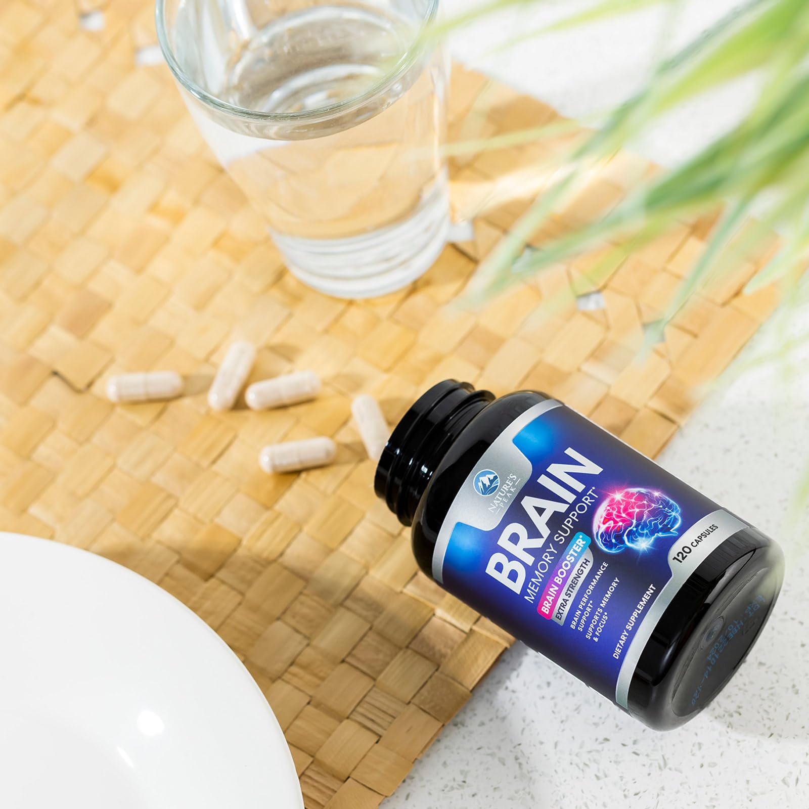 Brain Memory Supplement - 3X Strength Nootropics for Concentration, Clarity & Focus Support - Brain Health Cognitive Vitamins with Bacopa, Phosphatidylserine & DMAE, Brain Booster Pills, 120 Capsules Nature's Peak buy supplements canada