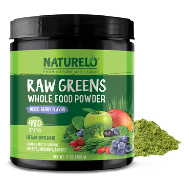 NATURELO Raw Greens Superfood Powder 480 Grams, Mixed Berry - Supports Energy, Immunity and Detox - Includes Spirulina, Wheat Grass and Organic NATURELO buy supplements canada