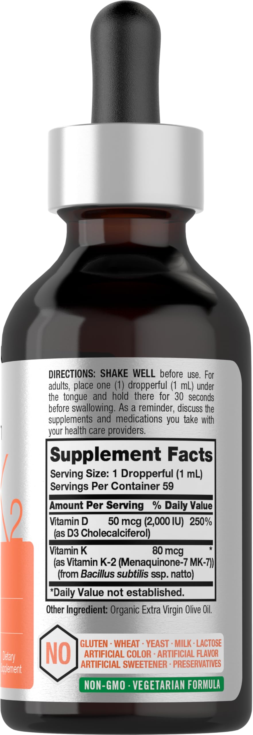 Horbäach Vitamin D3 + K2 Liquid Drops | with MK7 | 2 Fl Oz | Vegetarian | Non-GMO Horbäach buy supplements canada