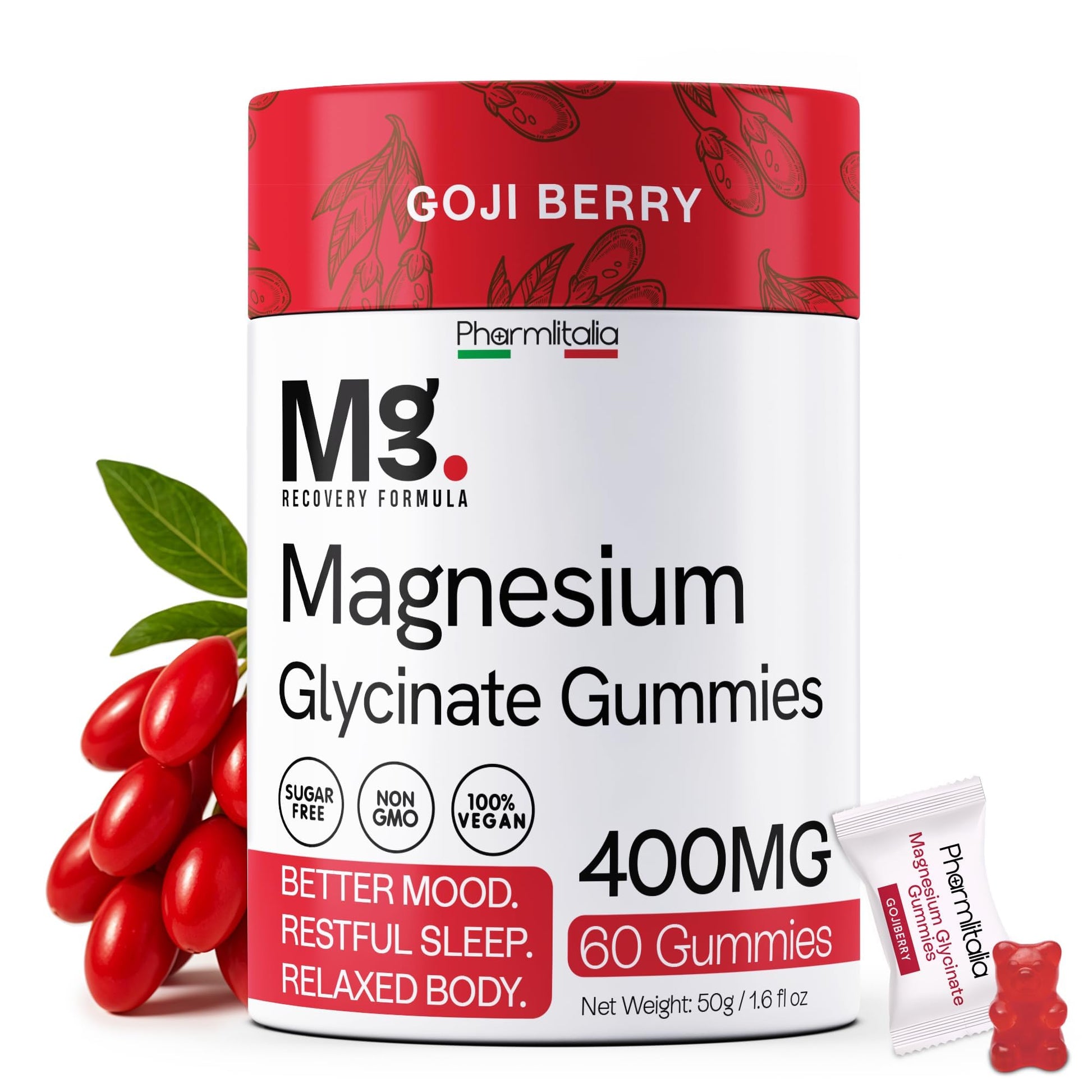 Magnesium Glycinate Gummies 400mg - Sleep Gummies for Kids & Adults - Magnesium Glycinate Chewable High Absorption for Muscle Recovery, Better Sleep & Relaxation (Gojiberry) Pharmlitalia buy supplements canada