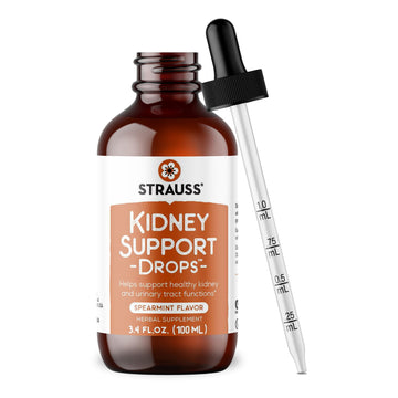 Strauss Naturals Kidney Support Drops – Herbal Kidney Support Supplement for Men and Women – Helps with Kidney Health and Urinary Tract Function – Vegan & Non-GMO – Spearmint Flavored – 100 ml Bottle Strauss Heartdrops buy supplements canada