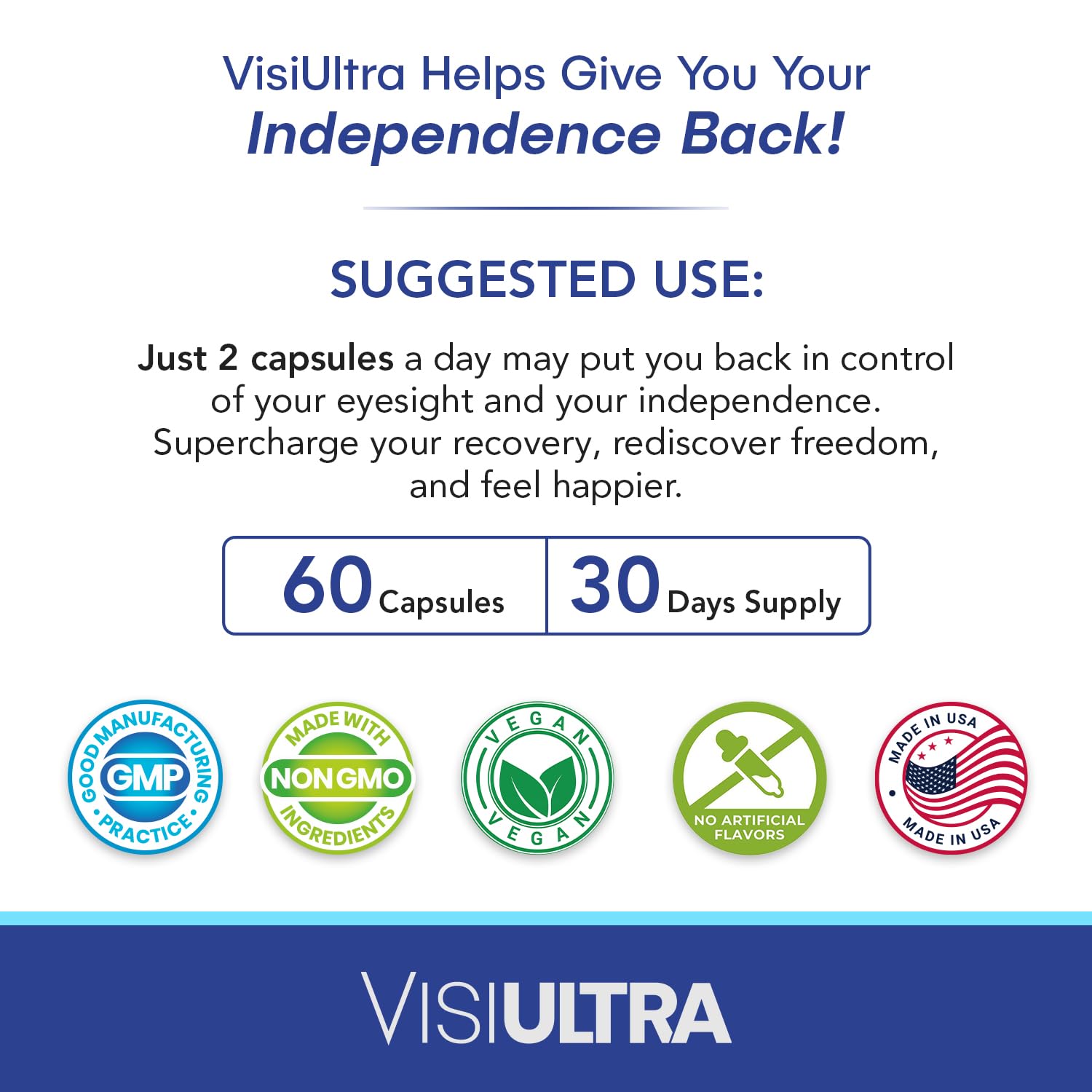 VisiUltra Eye Health Supplement – 14 Essential nutrients for Clear Vision, Blue Light Protection, and Long-Term Eye Health. Supports Clarity and Eye Wellness. 60 Capsules. (1 Pack) VisiUltra buy supplements canada