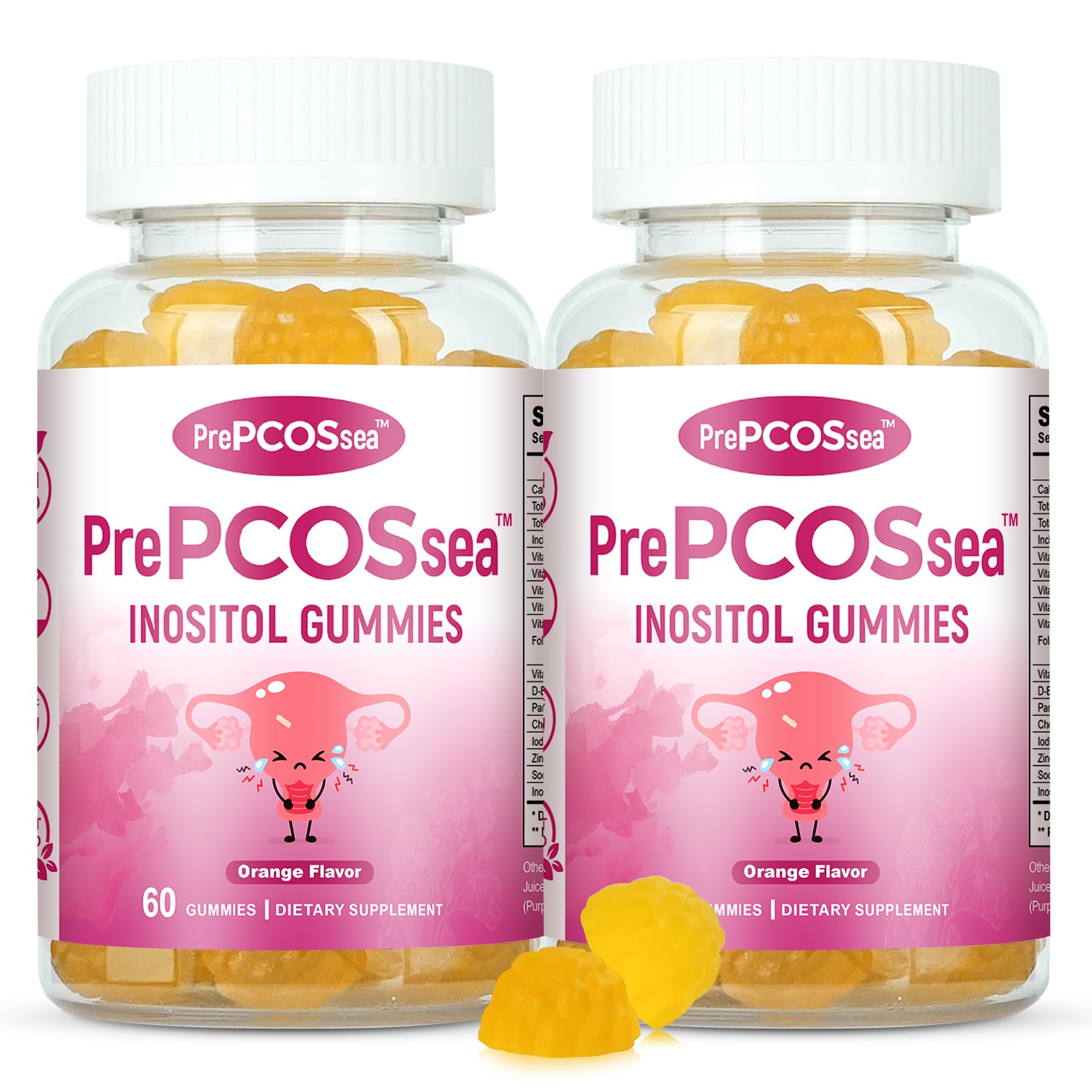 Feelherbs PrePCOSsea Inositol Gummies Vitamins, 2 Pack Orange Flavor Myo-Inositol Vitamin Gummies with Folate, B6, B12 & D-Biotin, 60 Count Soft Chews Feelherbs buy supplements canada