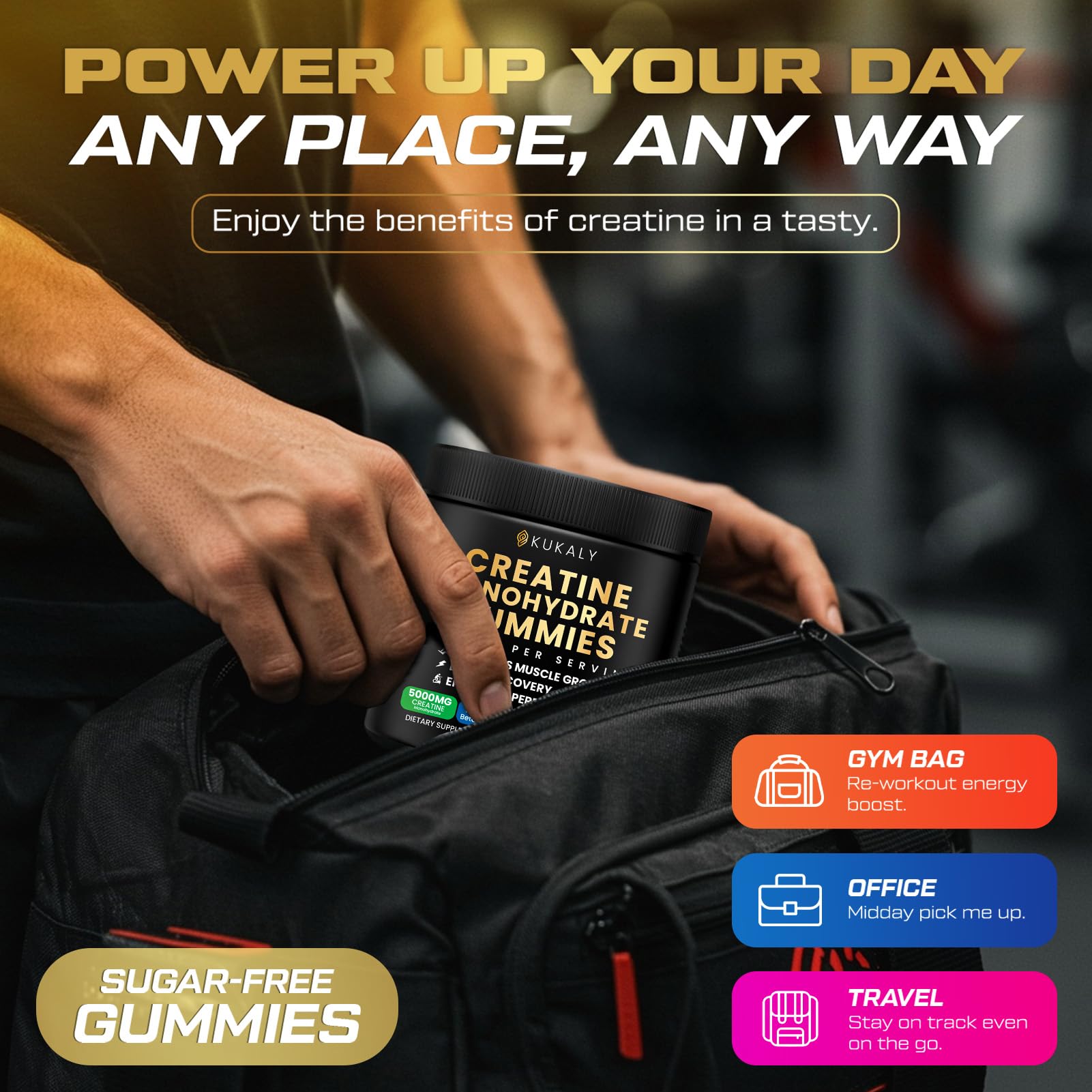 ZyterX Creatine Monohydrate Gummies for Men & Women, 9000MG Creatine Gummies Sugar Free with L-Taurine, BCAA 2:1, B12 B6 for Boost Strength, Focus & Endurance, ZyterX buy supplements canada