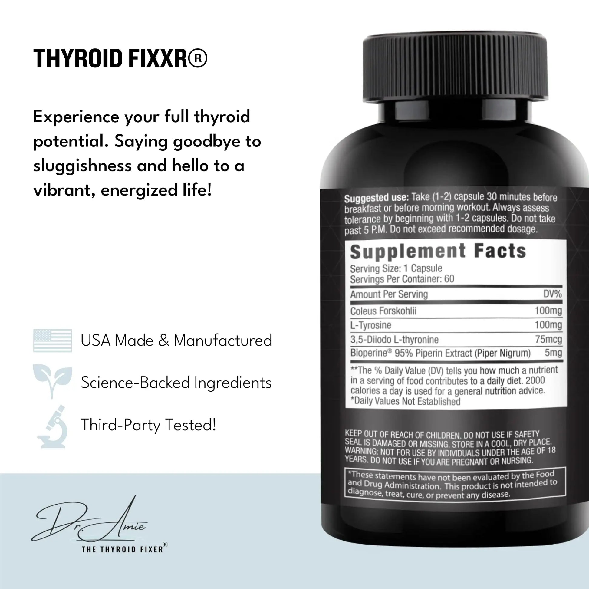 Fixxr Thyroid Support by Dr. Amie | T2 Thyroid Supplement | 30 Day Supply, 60 Capsules Fixxr buy supplements canada
