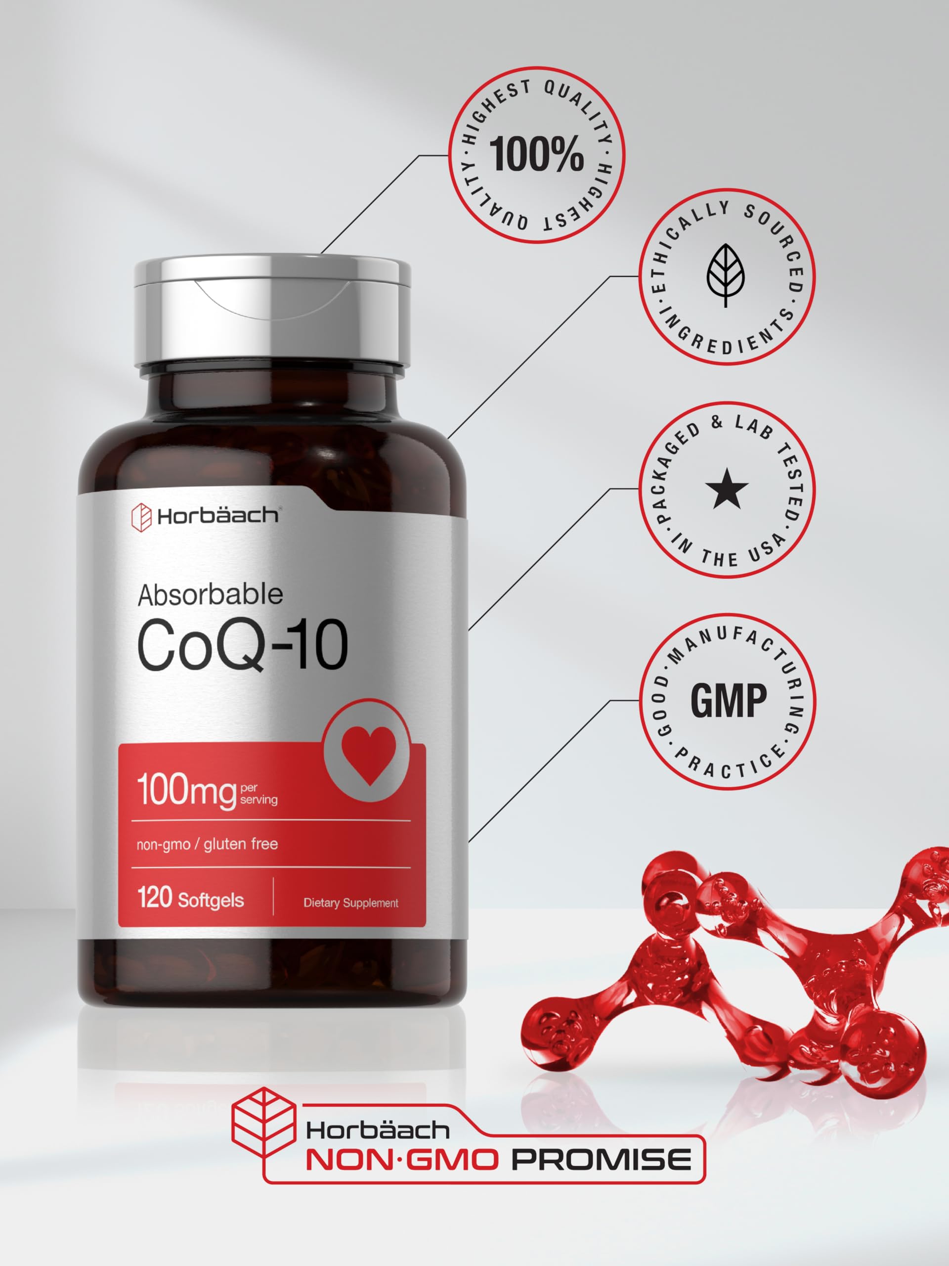 Horbäach CoQ10 100mg Softgels | 120 Count | Non-GMO and Gluten Free Supplement Horbäach buy supplements canada