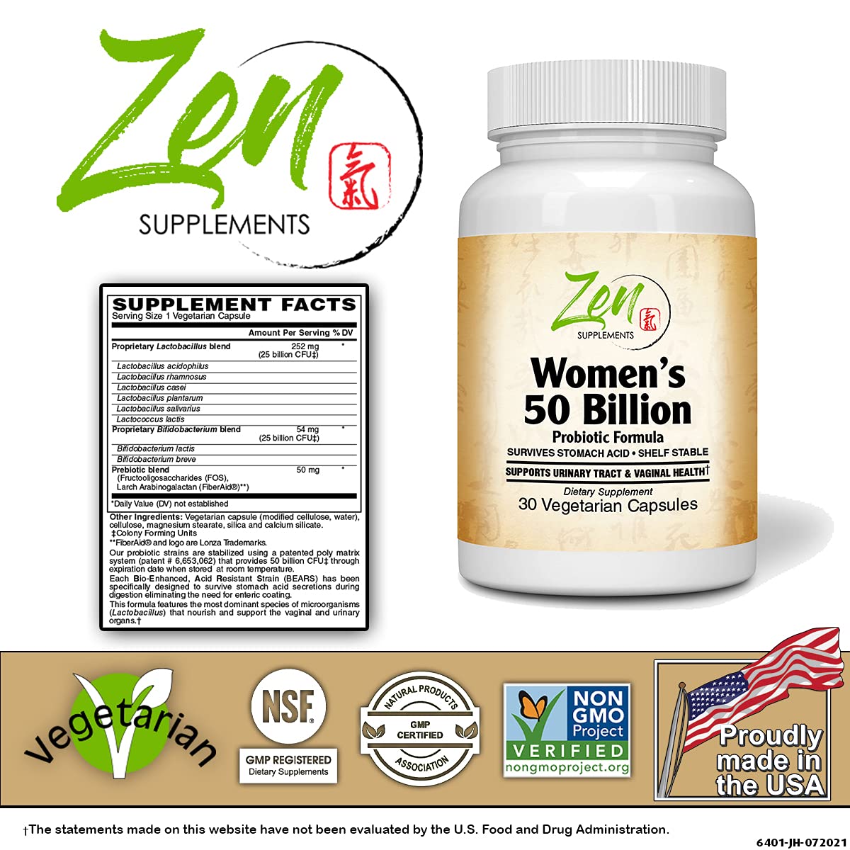 Zen Supplements - Womens 50 Billion Probiotic Formula - Supports Urinary and Vaginal Health Zen Supplements buy supplements canada