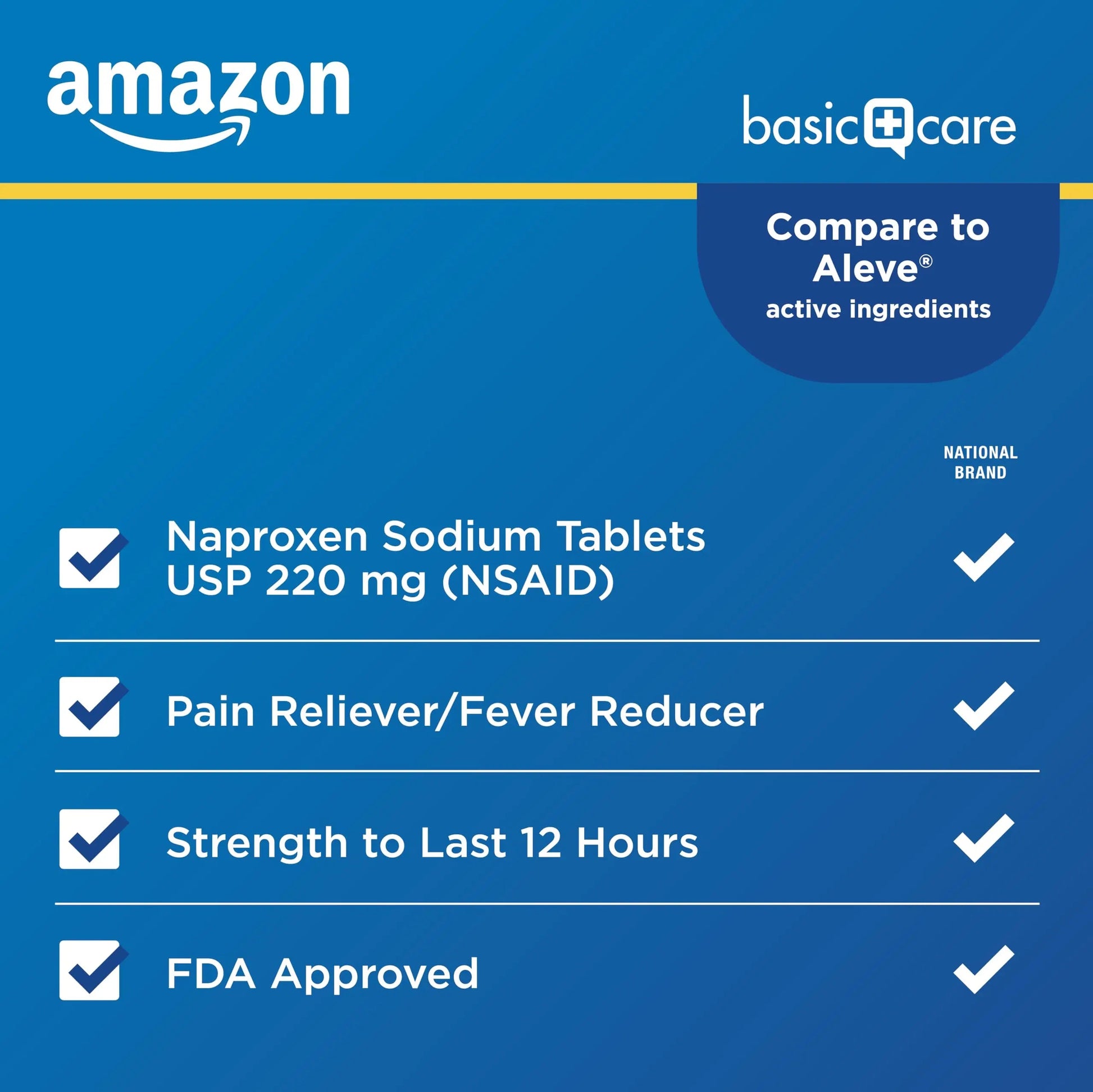 Amazon Basic Care Naproxen Sodium Tablets 220 mg, Pain Reliever/Fever Reducer (NSAID), 12-Hour Relief for Headache, Backache, Menstrual Pain, Muscle Aches, Arthritis, 300 Count Amazon Basic Care buy supplements canada