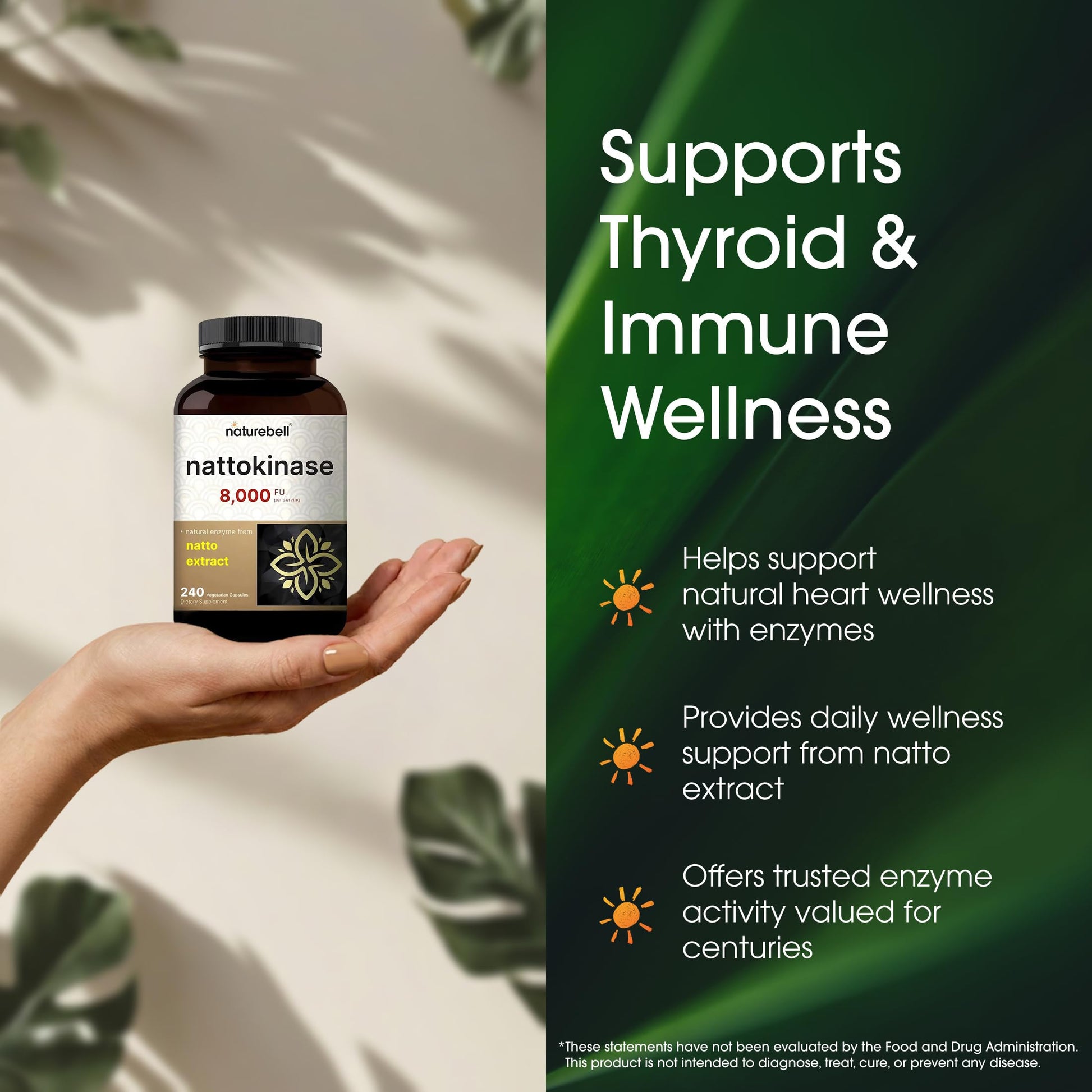 NatureBell Nattokinase - 240 Capsules - 8,000 FU Max Strength from Fermented Natto Extract - for Heart Health NatureBell buy supplements canada