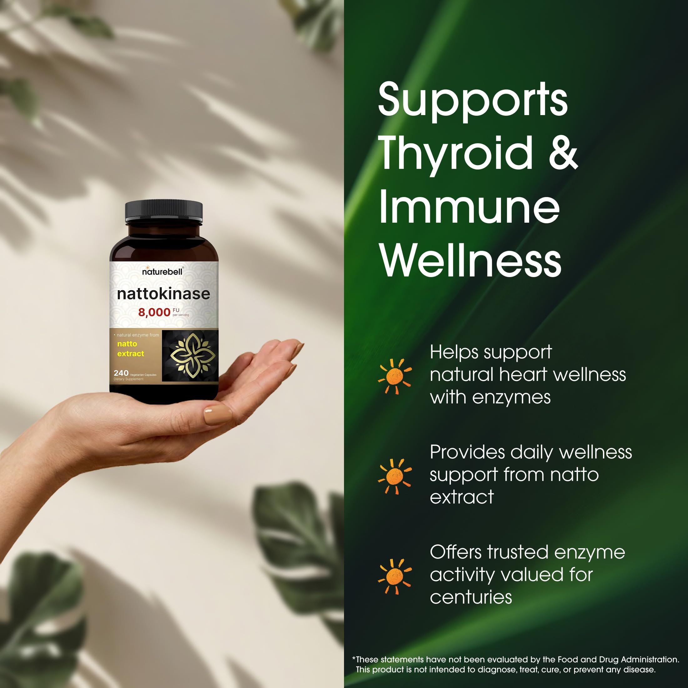 NatureBell Nattokinase - 240 Capsules - 8,000 FU Max Strength from Fermented Natto Extract - for Heart Health NatureBell buy supplements canada