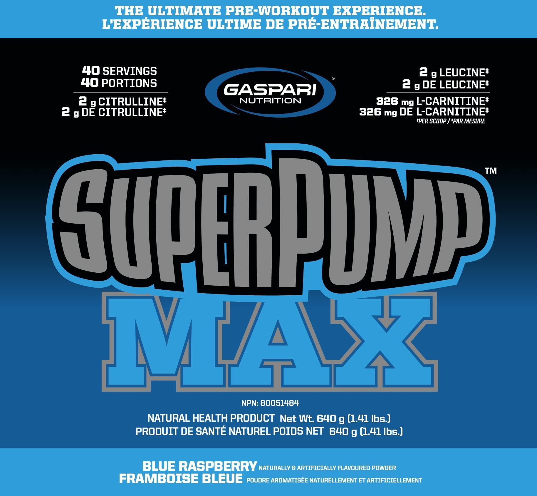 Gaspari Nutrition SuperPump Max Blue Raspberry Ice - 1.41 lbs Gaspari Nutrition buy supplements canada