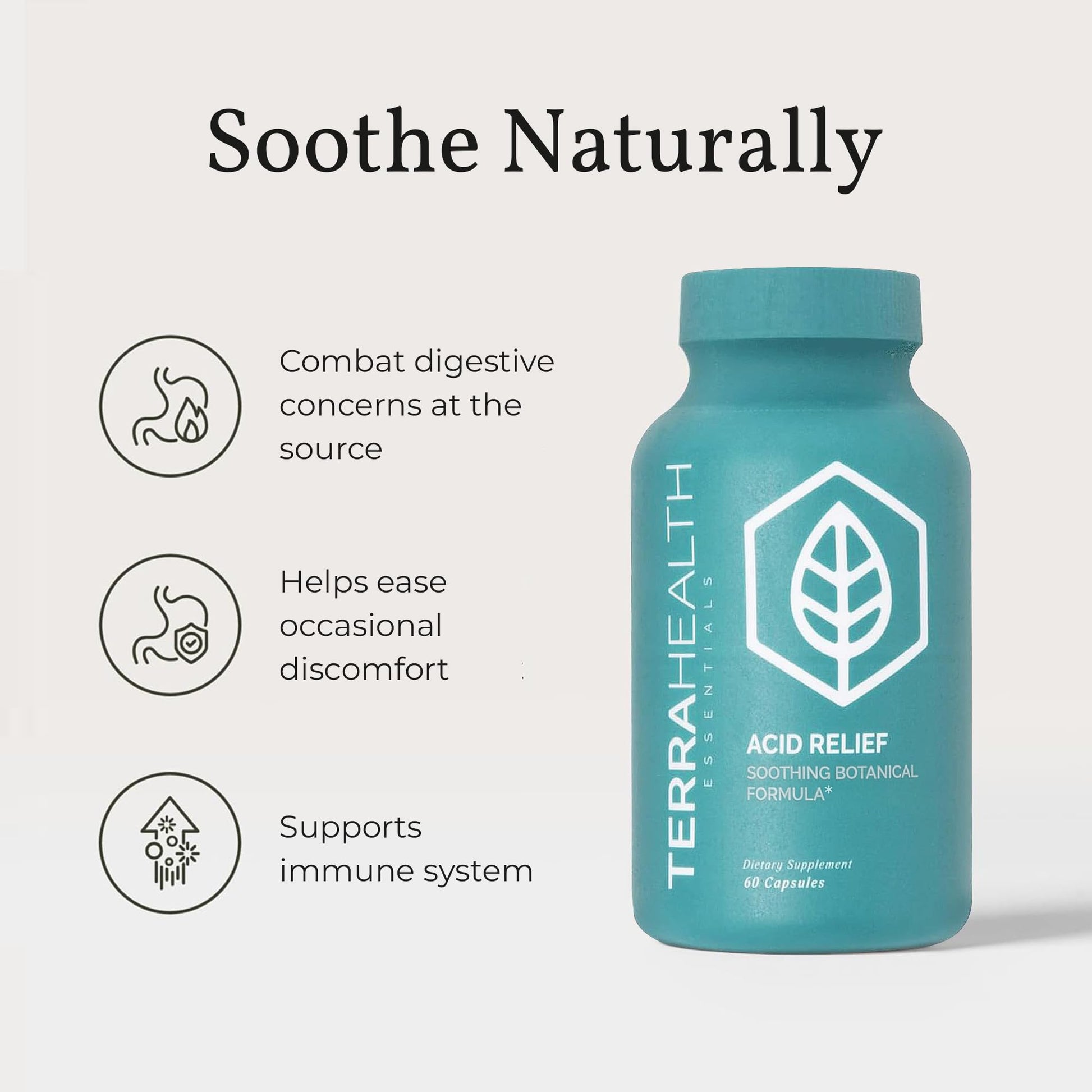 Terra Health Essentials Acid Relief - Plant Based Digestive Support Supplement for Comfortable Gut Function - Lemon Balm, Slippery Elm, Terra Health Essentials buy supplements canada
