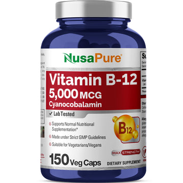 NusaPure Vitamin B12-5000 MCG 150 Veggie Capsules (Non-GMO, Vegan) - Max Strength Vitamin B12 NusaPure buy supplements canada
