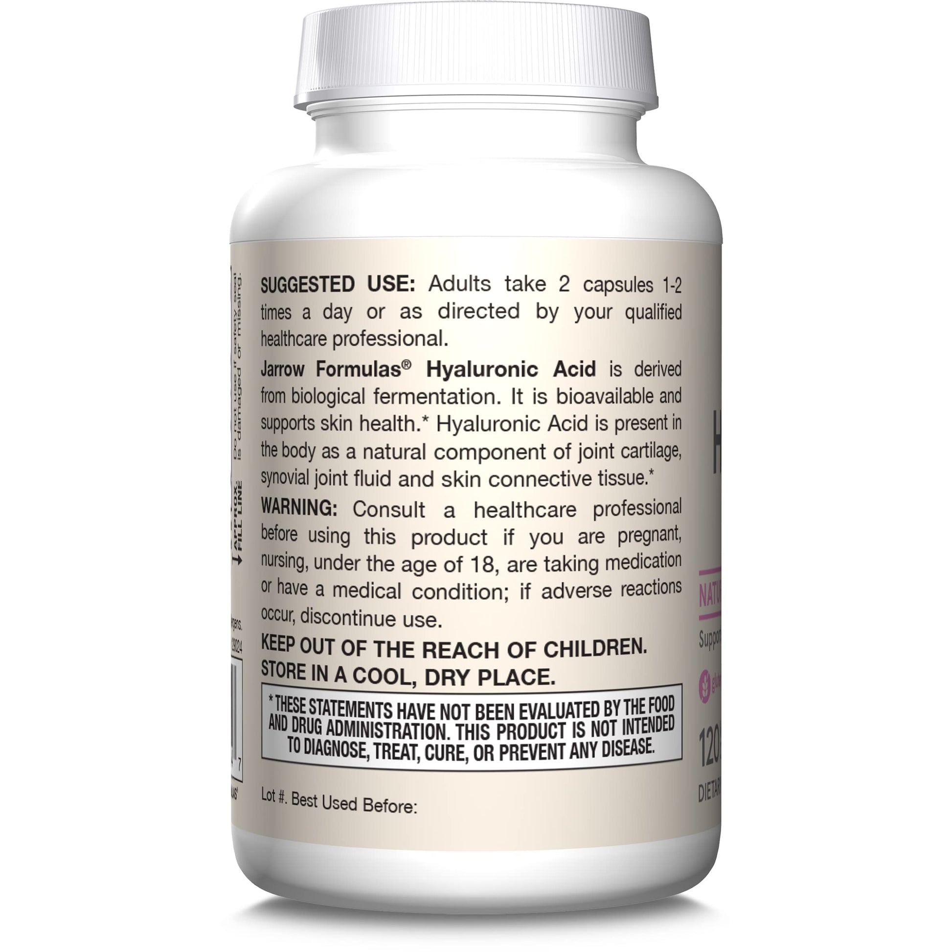 Jarrow Formulas® Hyaluronic Acid 120 mg, Dietary Supplement, Skin Health Support, 120 Veggie Capsules, Up to 60 Day Supply Jarrow Formulas buy supplements canada