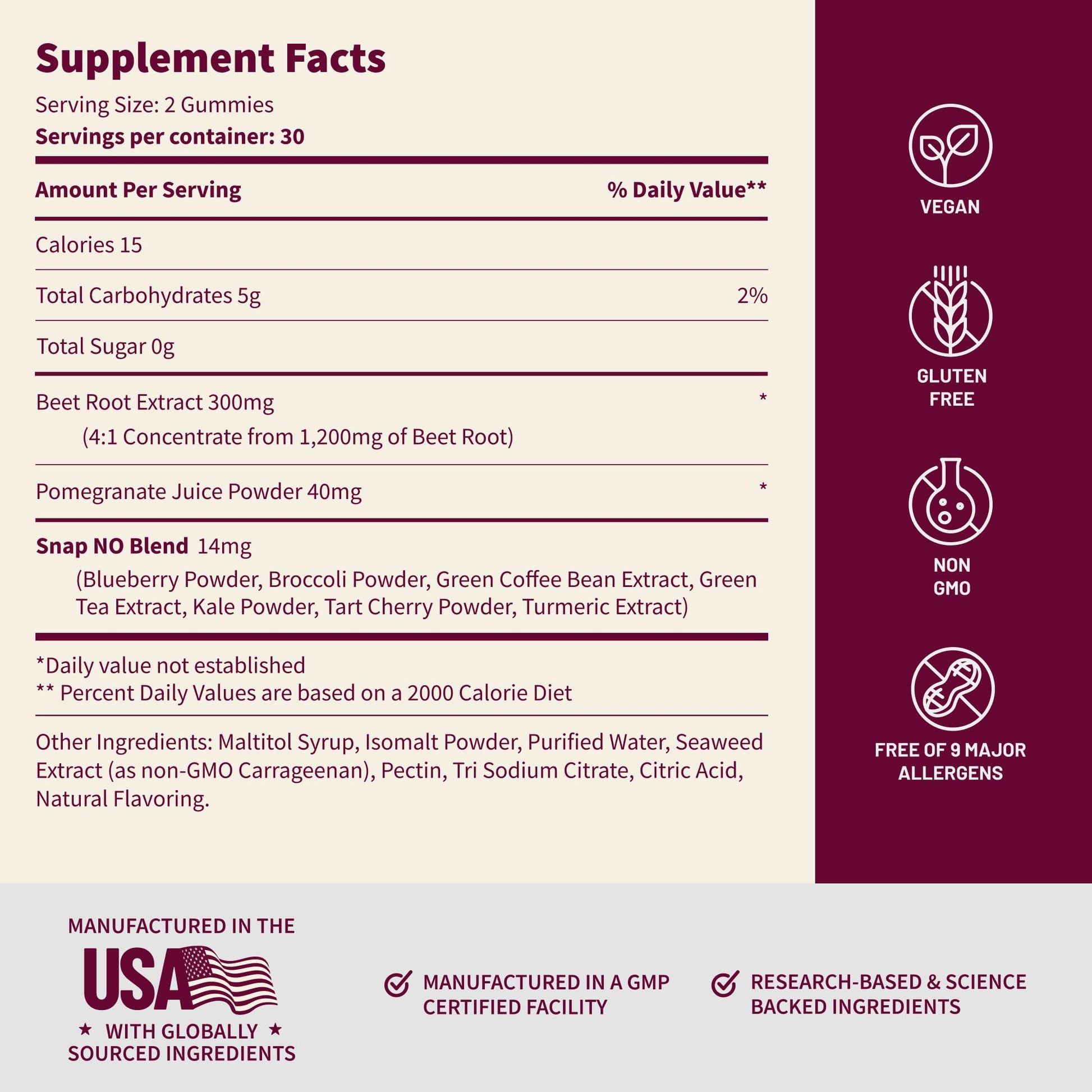 Snap Supplements Nitric Oxide Gummies - Beet Root Extract 300mg, Sugar Free Beetroot Supplement with Pomegranate Powder for Circulation & Natural Energy, 60 Vegan Gummies, Cherry Flavor Snap Supplements buy supplements canada