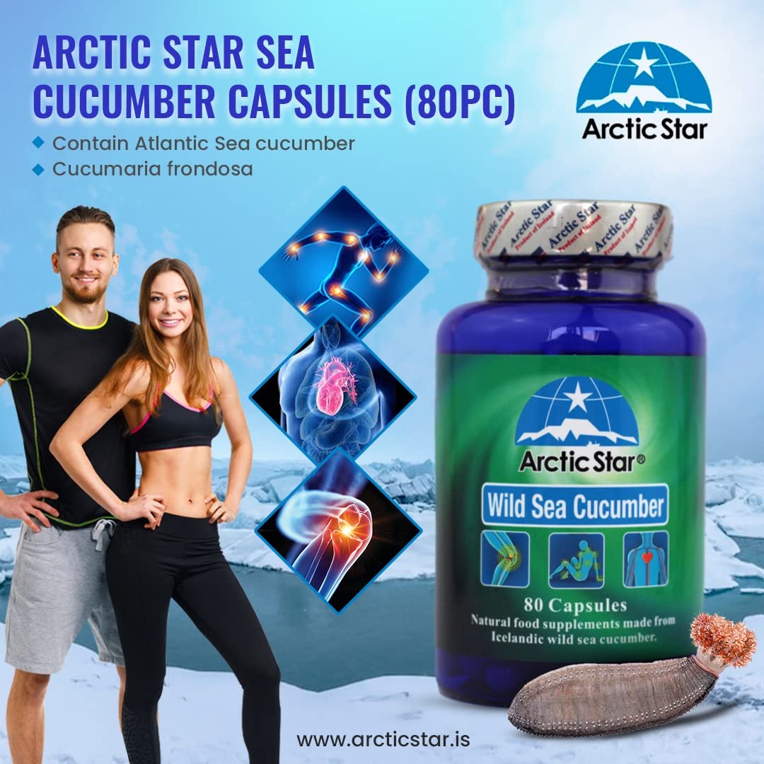 Arctic Star - Sea Cucumber Capsules - Natural Pure Iceland Atlantic Wild Caught Sea Cucumber Extract Supplement Pills - Joint Health t & Immune Health 400mg 80 Capsules/Bottle Arctic Star buy supplements canada