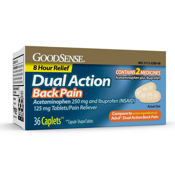 GoodSense Dual Action Acetaminophen and Ibuprofen (NSAID) Tablets, 250 mg/125 mg, Back Pain, 36 Count GoodSense buy supplements canada