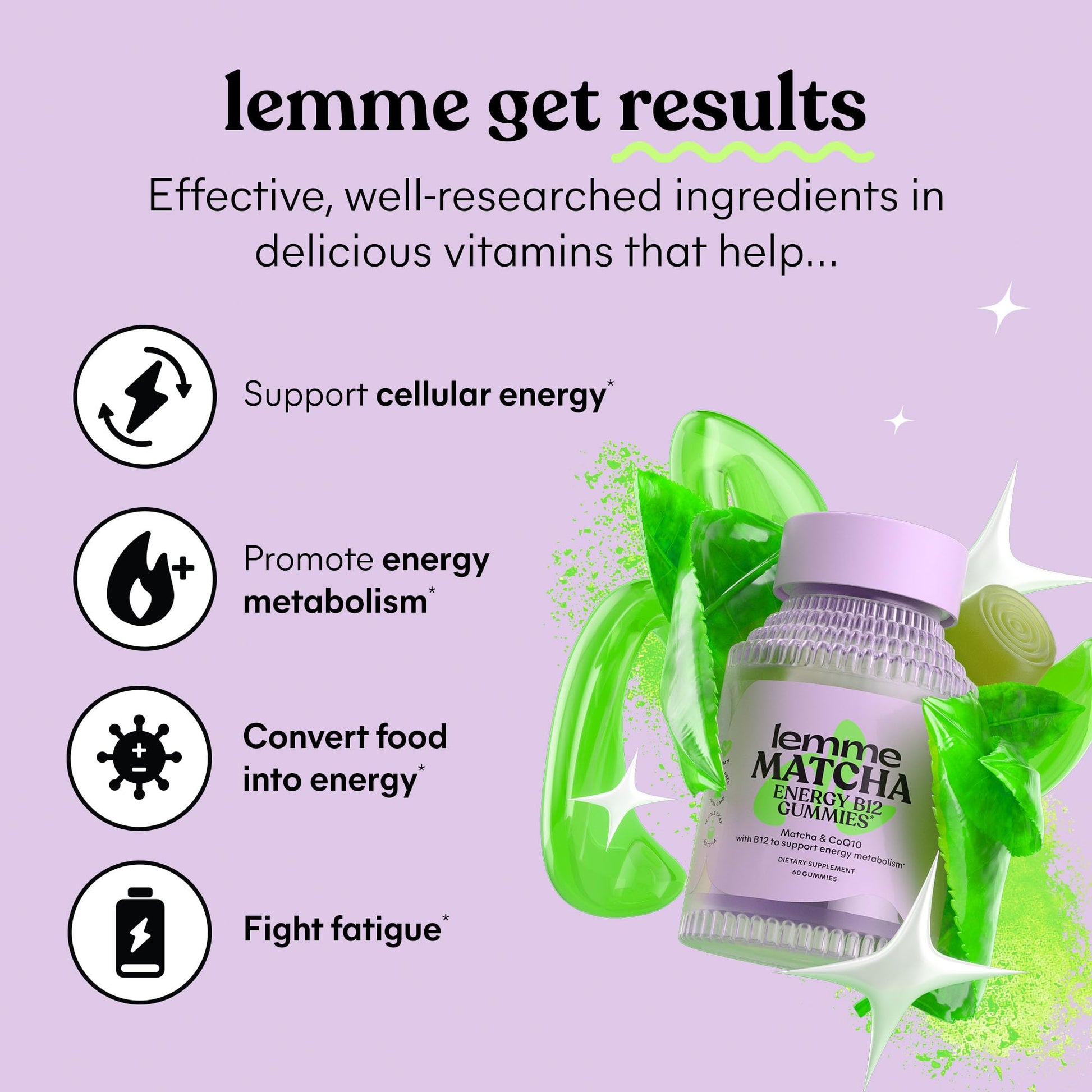 Lemme Matcha Superfood Energy Gummies with Organic Matcha Green Tea, Vitamin B12 Lemme buy supplements canada