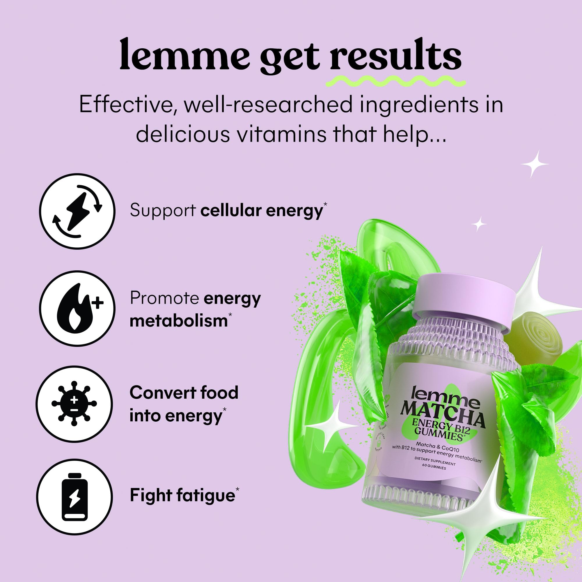 Lemme Matcha Superfood Energy Gummies with Organic Matcha Green Tea, Vitamin B12 Lemme buy supplements canada