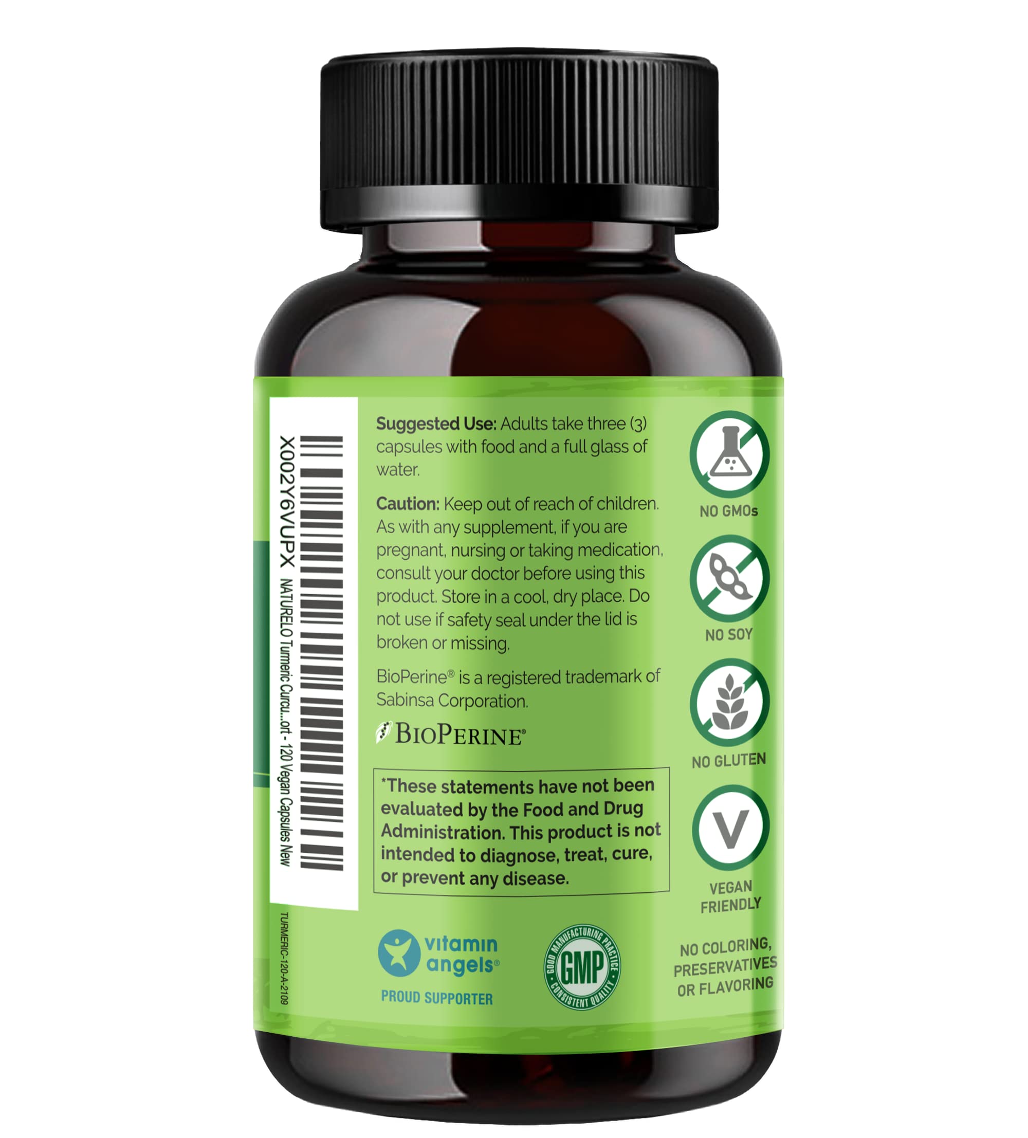 NATURELO Turmeric Curcumin - BioPerine for Better Absorption - Black Pepper, Ginger Root, Curcuminoids - Plant-Based Joint Discomfort Support NATURELO buy supplements canada
