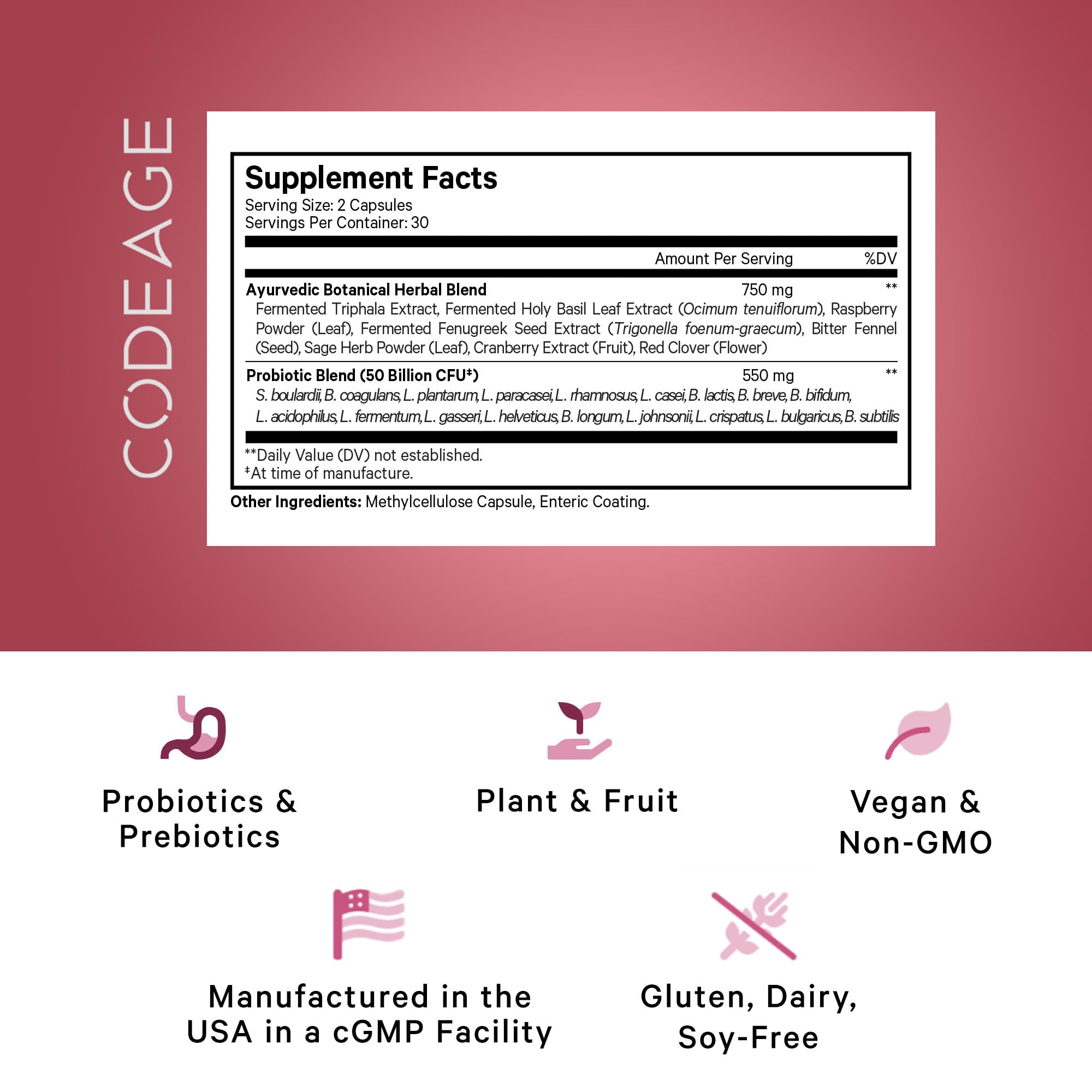 Codeage Women’s Probiotics Supplement - 50 Billion CFUs - SBO Probiotics & Prebiotics - Cranberries - Feminine Health - Fermented Botanical Blend, Whole Food Supplement - Vegan, Non-GMO - 60 Capsules Codeage buy supplements canada