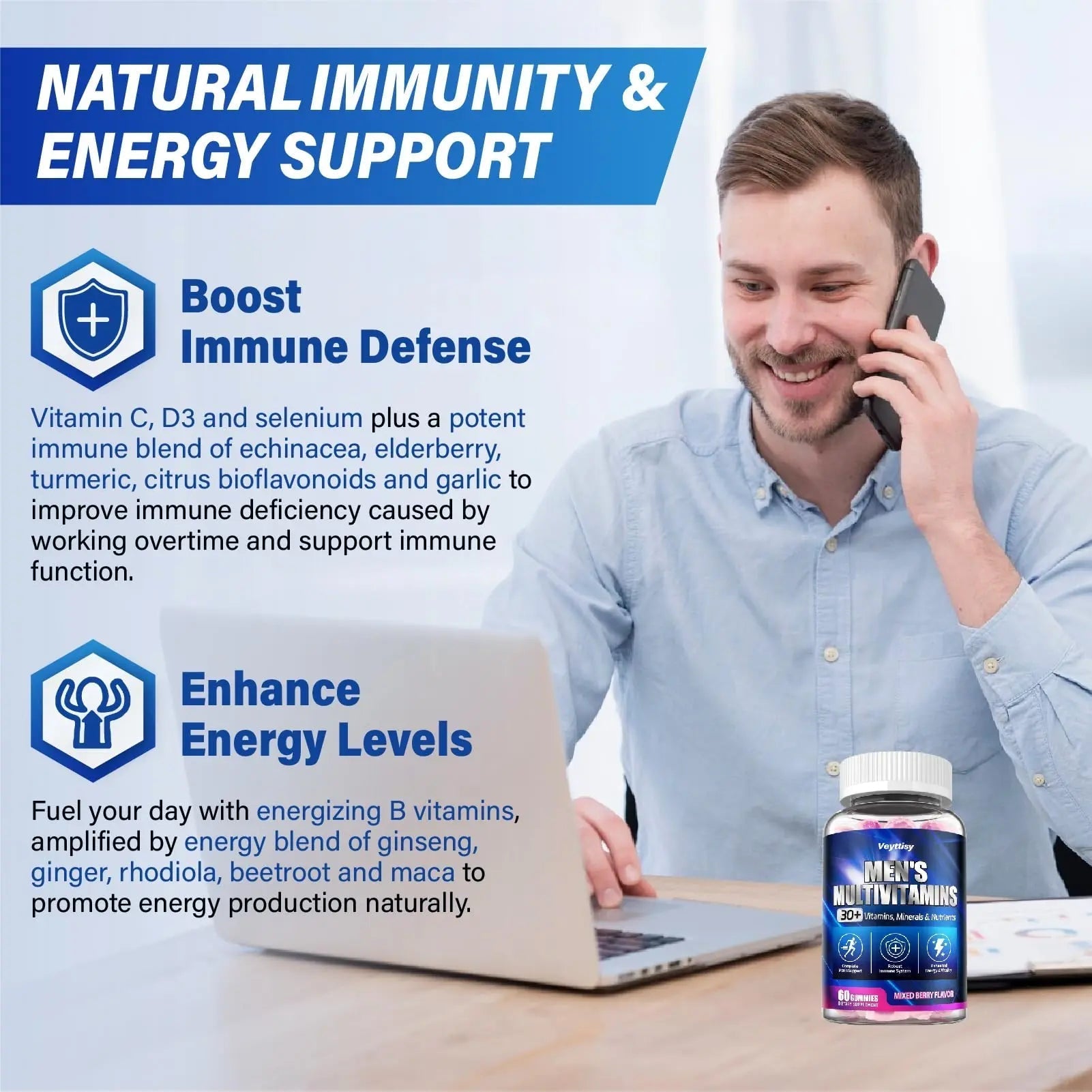 Methylated Multivitamin Gummies for Men - Mens Multivitanins Gummy with Vitamins A C D K E, Methylated Folate, B Complex Veyttisy buy supplements canada