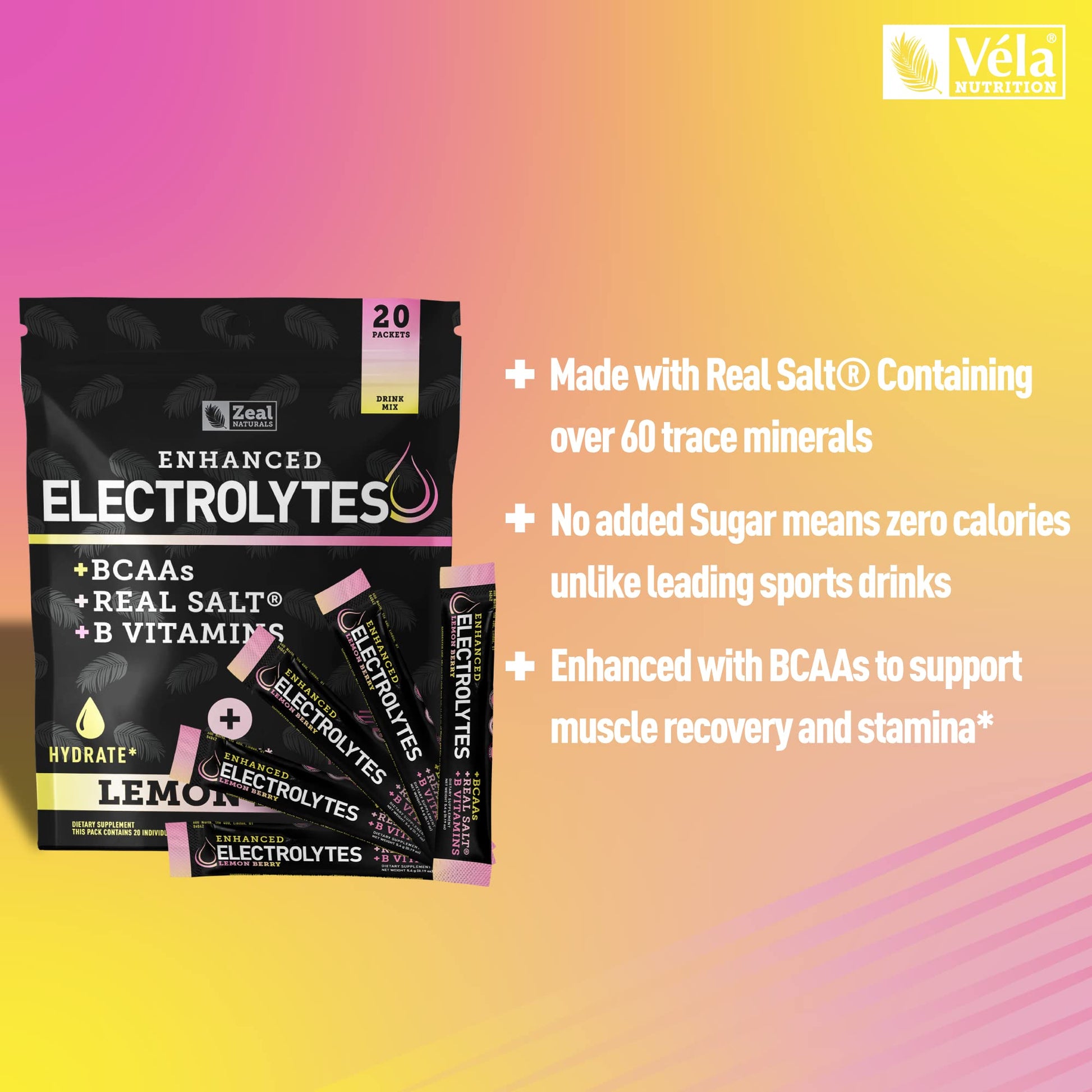 Enhanced Powder Stick Packs (Lemon Berry - 20 Packets) Sugar Free + BCAA B-Vitamins Zeal Naturals buy supplements canada