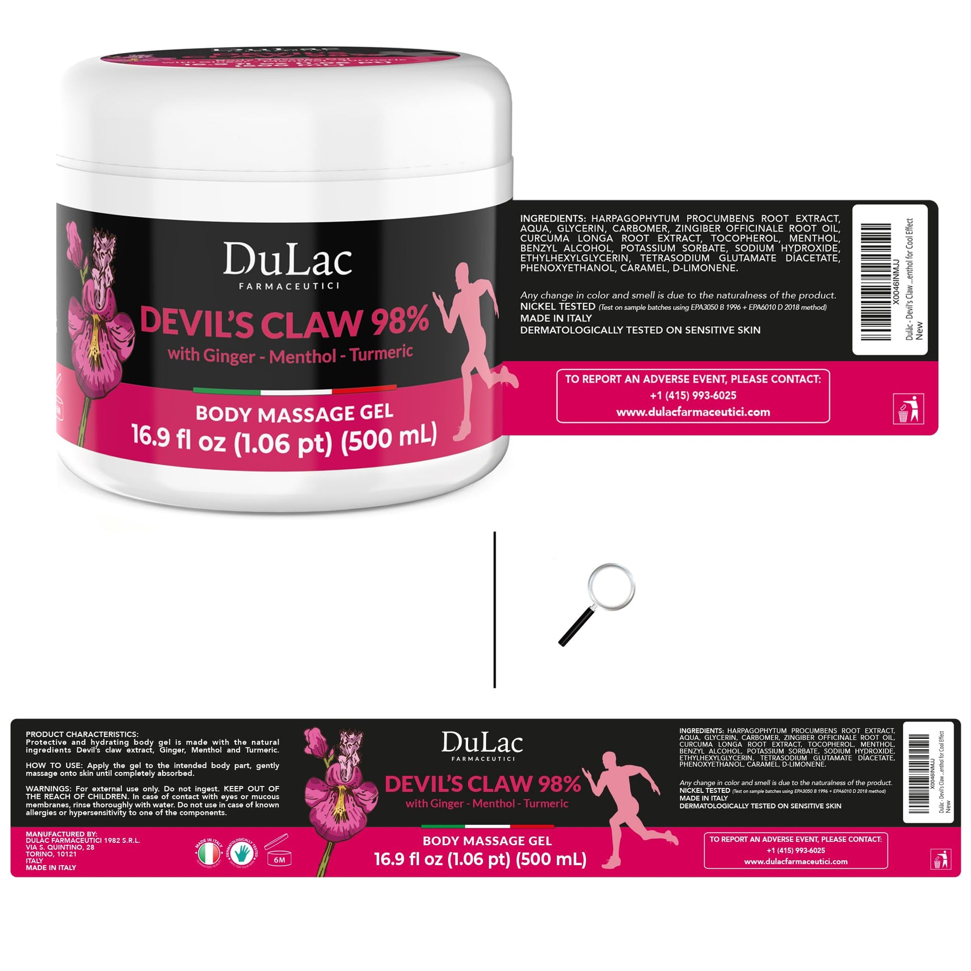 Dulac - Devil's Claw 98% Cream Maximum Strength 16.9 Fl Oz, Natural Joint and Muscle Comfort Cream, Enriched with Menthol for Cool Effect DULÀC FARMACEUTICI 1982 buy supplements canada
